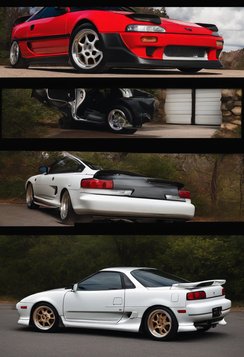 1991 white toyota mr2 with jline forge deep dish wheels dips in chrome. The mr2 is on airbag suspension and a k20 turbo engine with a beautiful asian girl in the driver's seat