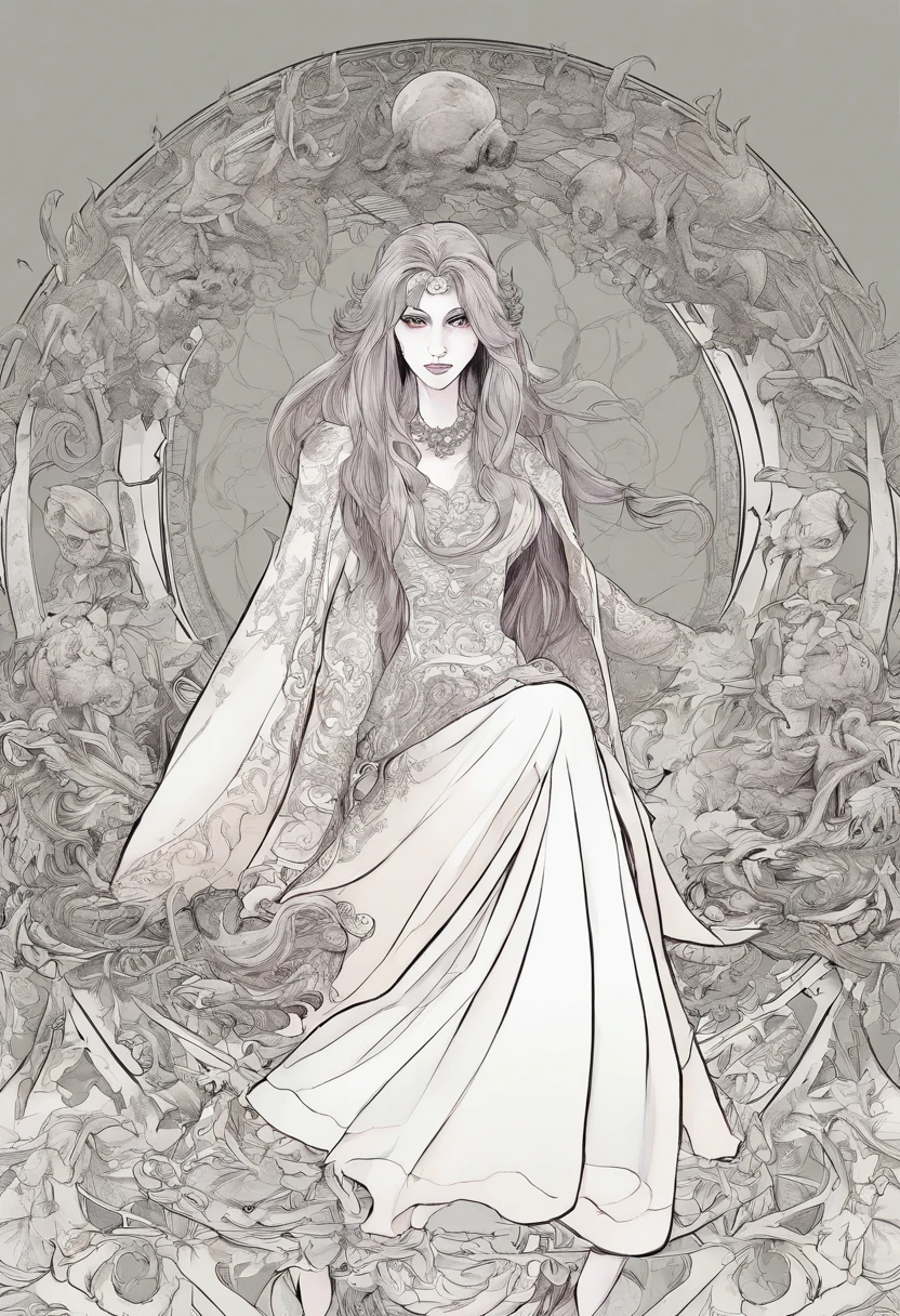 Create a villain for a children's story, who is an older woman from the same village famous for her excessive ambition. She wanted to be recognized as the best cook in the region. the villain Isadora emerges as a malevolent and antagonistic presence. She is cloaked in a sinister black gown that seems to absorb the very light around her, accentuating her aura of darkness. Her face is pale, almost cadaverous, with eyes that gleam with sinister fire and devoid of any empathy. Arched eyebrows emphasize a permanent expression of disdain and cruelty. Her disheveled, dark hair falls into unruly strands, adding a chaotic touch to her appearance. Isadora is surrounded by a circle of shadows, further enhancing her sinister presence. In her hand, she holds a black scepter adorned with mysterious symbols, exuding a dark and oppressive energy. Her smile is more of a sneer than a friendly expression, revealing her insatiable thirst for power and destruction.