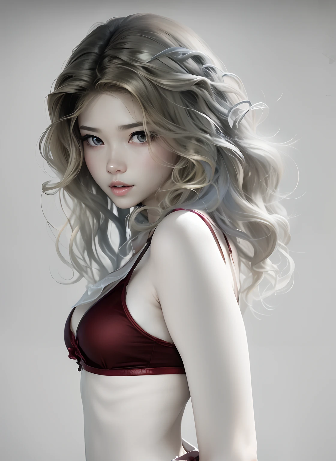 Make your face cuter、Hair is blonde、Make your skin flesh-colored、colorized、Dress in a red dress、👗