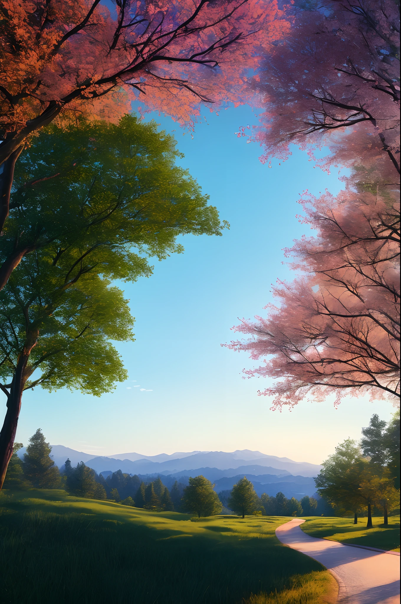 Masterpiece, Best Quality, High Quality, Extremely Detailed CG Unity 8k Wallpaper, Scenic, Oil Painting, Award Winning Photography, Bokeh, Depth of Field, HDR, Glow, Chromatic Aberration, Photorealistic, Extremely Detailed, Art Station Trending, CGSociety Trending, Intricate , highly dramatic, midway art and masterpiece, best quality, highest quality, extremely detailed CG Unity 8k wallpapers. A lush summer landscape of rolling green hills stretching to the horizon, dotted with wildflowers in shades of pink, yellow and purple, flooded with light. This is a masterpiece, best quality, highest quality, extremely detailed CG unity 8k wallpaper peaceful autumn landscape surrounded by golden yellow, fiery red and burnt orange trees. The fresh air smells sweet of fallen leaves and wood smoke. The ground is covered with a warm layer of leaves that rustle under your feet. A misty mountain rises in the distance, surrounded by light And a masterpiece in the best quality and extremely detailed CG unity 8k wallpaper A breathtaking winter landscape covered in snowy capes, creating a A world of shimmering whites and cool blue shades. The tall evergreens are tall and proud, their branches covered with snow and light. This is a masterpiece with the best quality, great quality and extremely detailed CG unity 8k wallpaper vivid spring landscape full of new life and colors. The hills are carpeted in green with delicate wildflowers in shades of pink, purple and yellow, with plenty of lighting