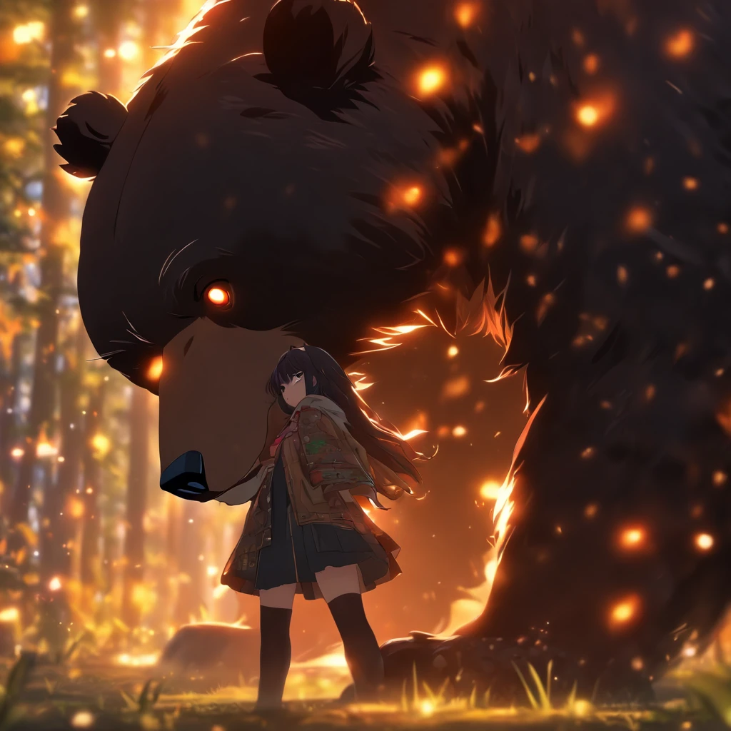 A huge wild black bear protects the beautiful girl
(Master parts: 1.5) (Fotorrealista: 1.1) (Bokeh) (Best quality) (The skin、pores、Detailed texture of hair: 1.1) (复杂) (8K) (hdr) (Wallpapers) (Cinematic lighting) (foco nítido )