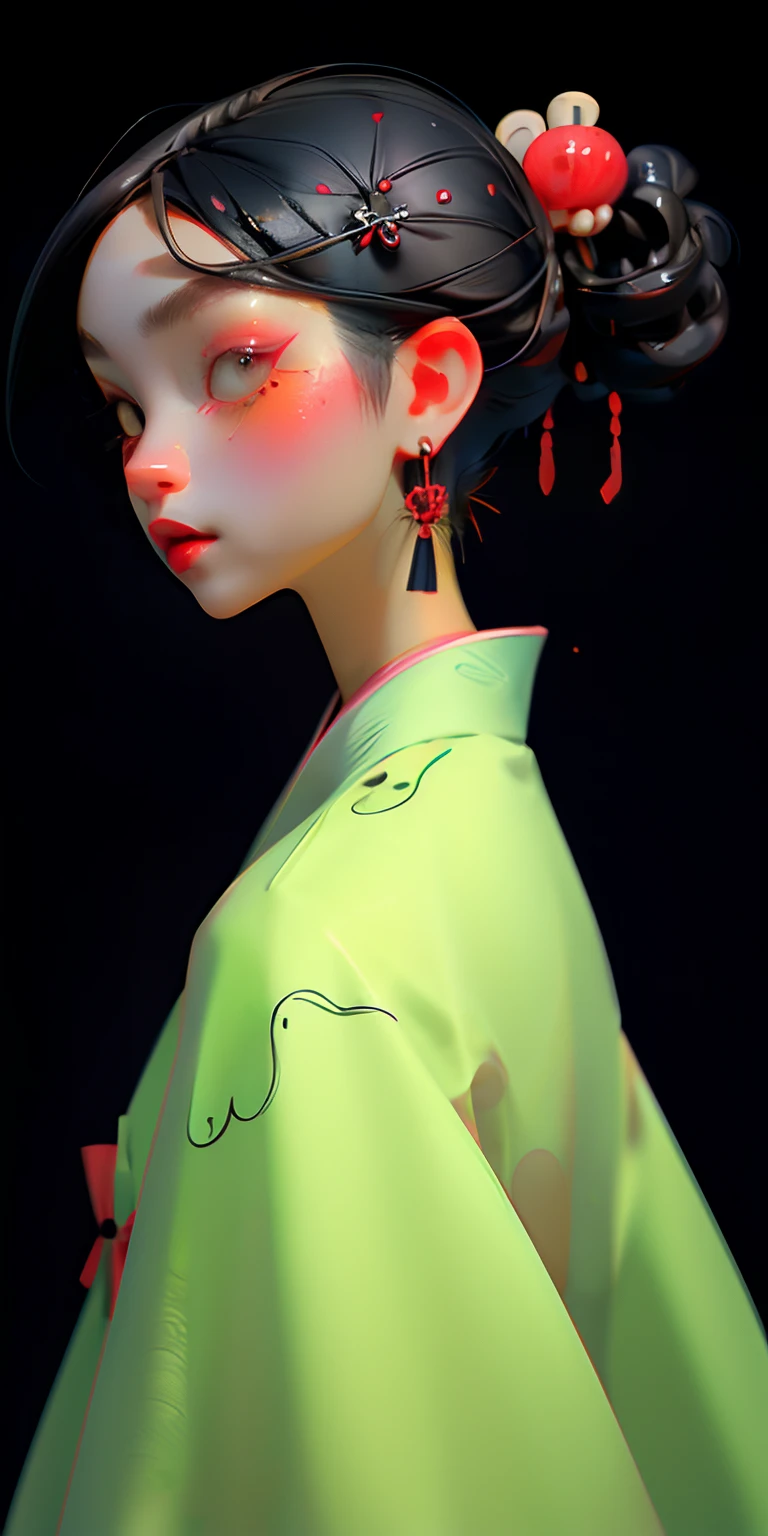 (masutepiece, Best Quality), 1girl in, Kimono, Upper body, makeup, Hair Ornament, Black hair,