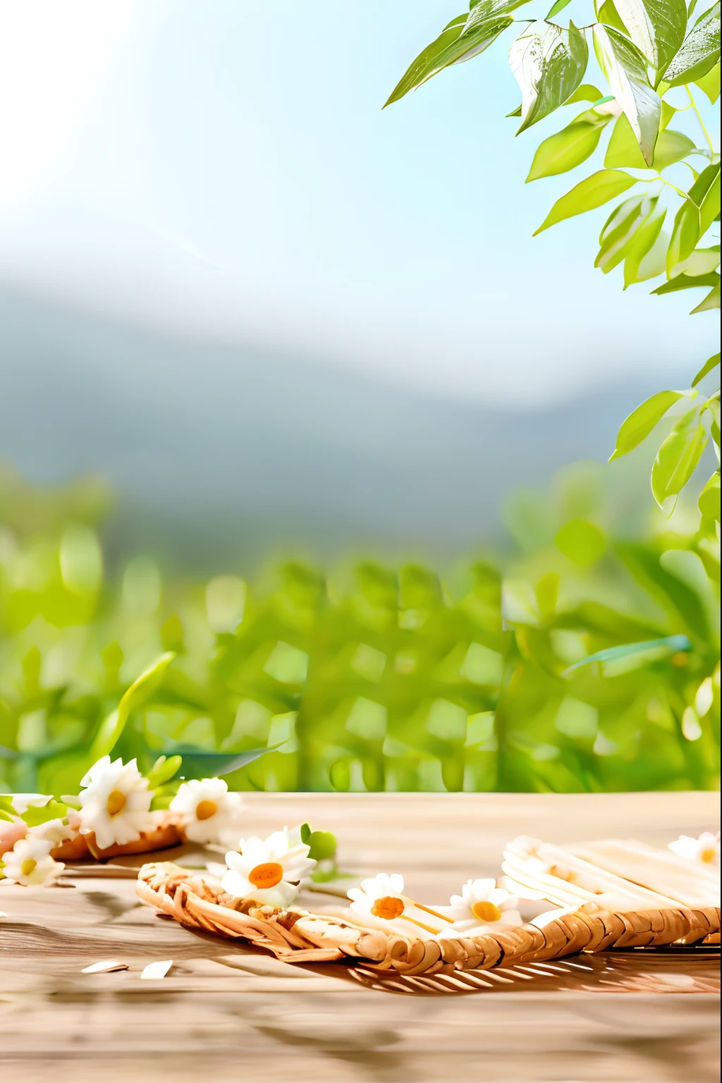 There was a basket of flowers on the table,The background is a mountain, assam tea village background, assam tea garden background, Background: assam tea garden, wallpaper hd, wallpaper - 1 0 2 4, Beautiful wallpaper, Nature background, high-quality wallpaper, Natural background, On a sunny day, High quality wallpaper, Wallpaper background, arte mista, Wallpapers
