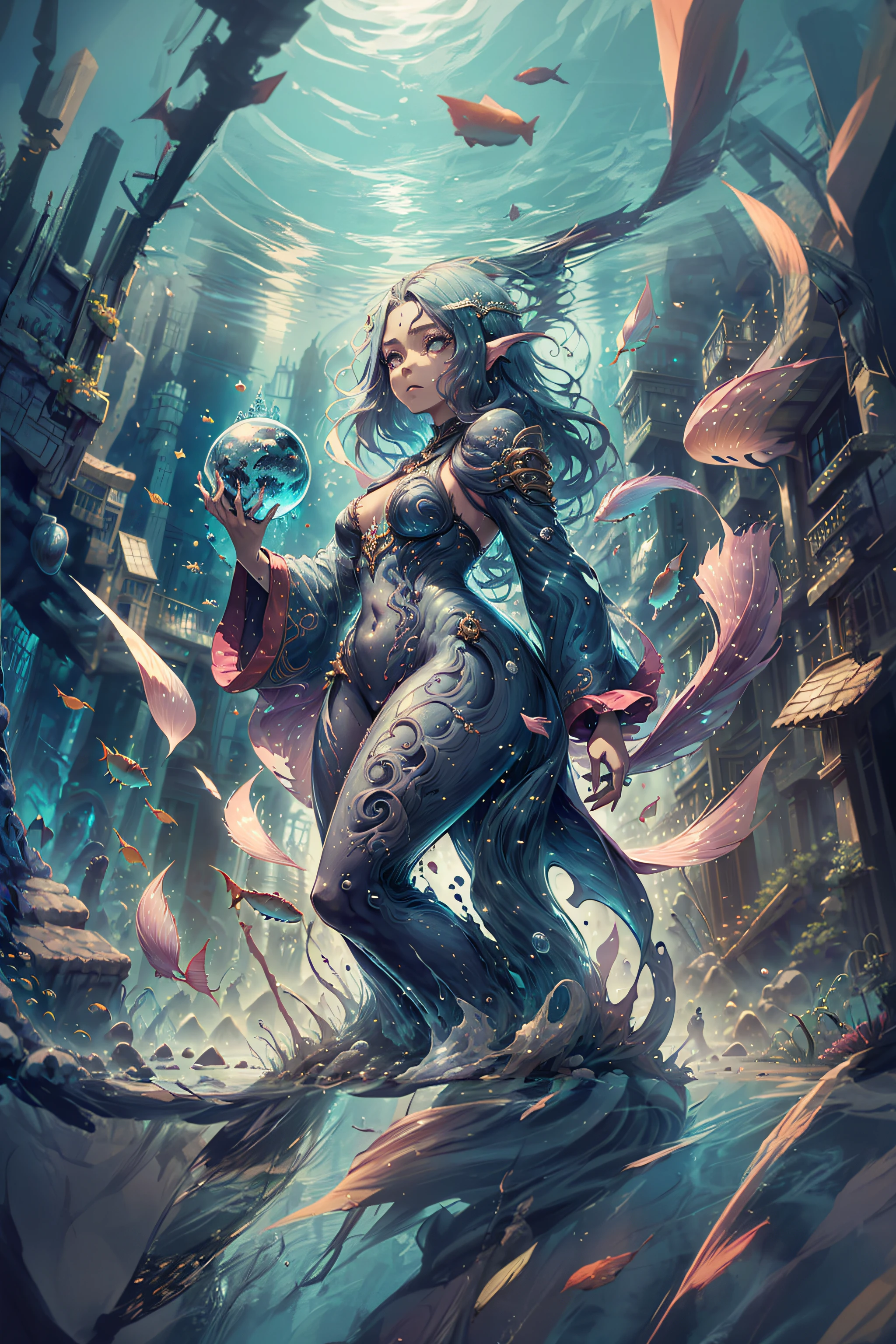 underwater background, water floor in the foreground, seamless transition