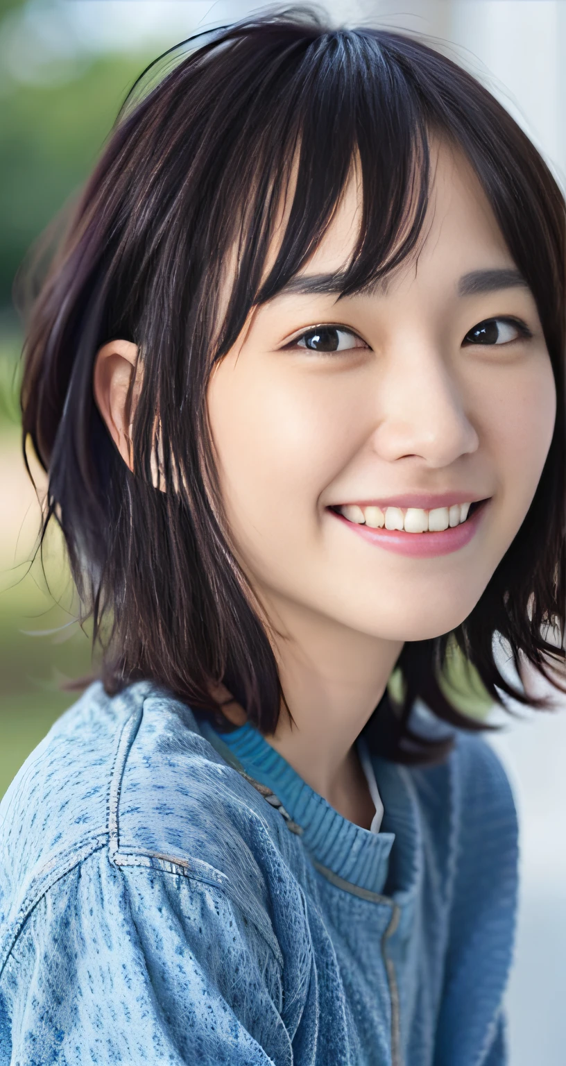 best quality, masterpiece, ultra high res, (photorealistic:1.4), raw photo, 1girl, beautiful Japanese woman, beautiful skin, black hair:1.7, gakki, ((short hair:1.5)), 25 years old, happy laughing:1.2, micro bikini