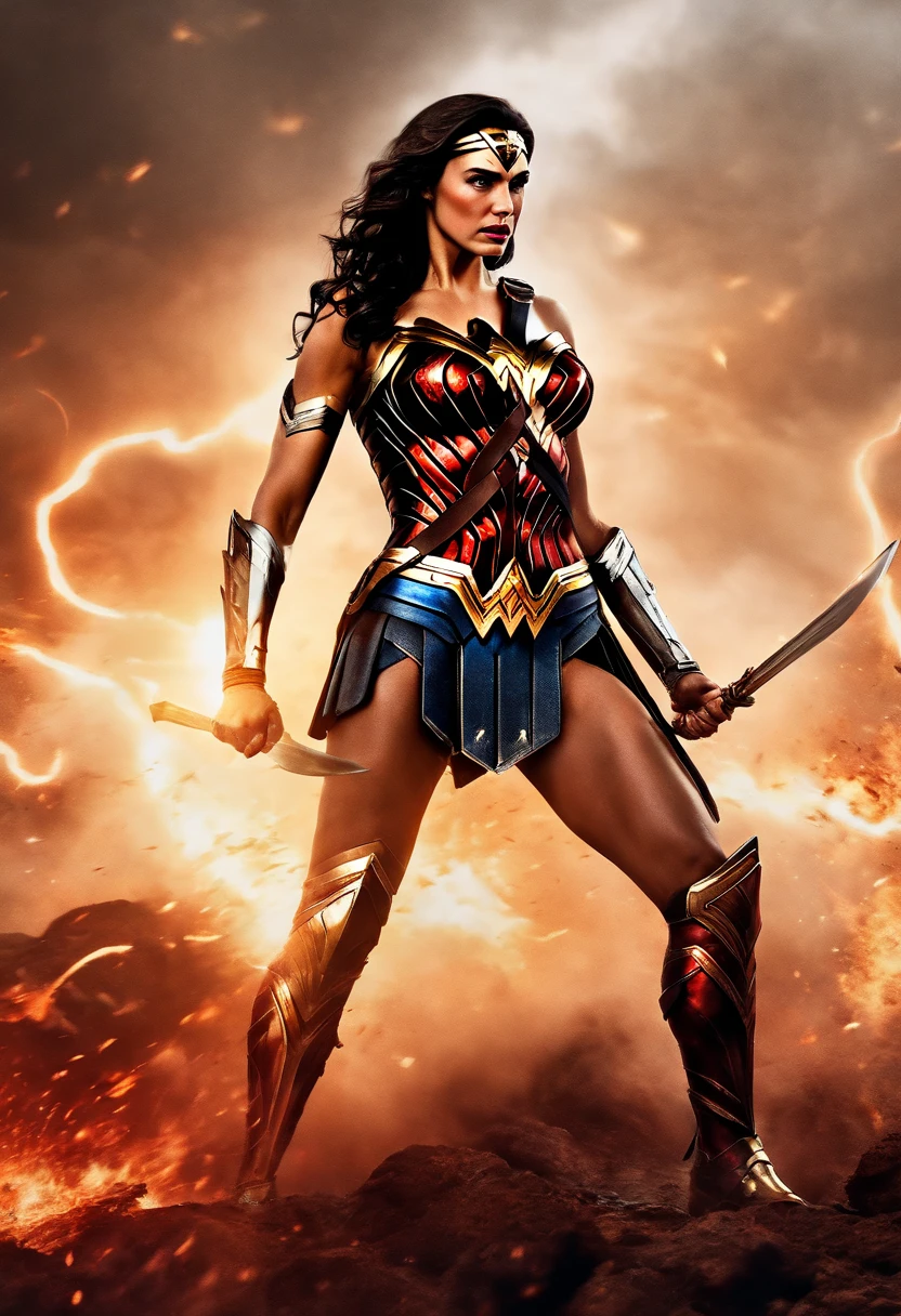 wonder woman as a spartan warrior, dying on battlefield , bloody armor, epic, 8k