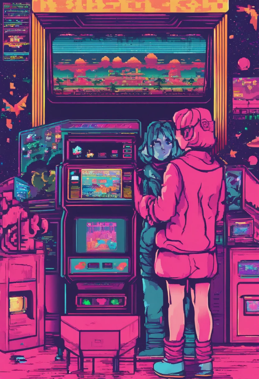 kawaii aesthetic, Sala de Jogos Arcade, ZERO, vaporwave, Synthwave