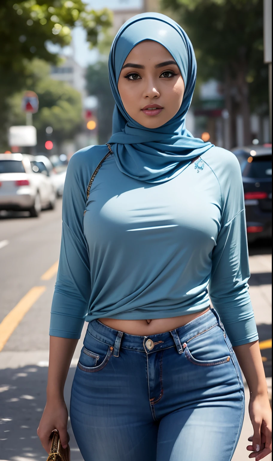 (Masterpiece, Best quality), beautiful woman, Detailed long-sleeved blouse, Wearing the hijab on the head, pantalon jeans moulant un cul parfait visage parfait, beau visage, Attirant, De grands yeux magnifiques, ouvrir bouche, contenu, Corps slim fit parfait, (outdoor), Rues de la ville, New York, couleurs vives, lui tourna le dos pour montrer ses fesses, se penche en avant, Turn your head towards the camera, regard coquin, cul parfait, montre son cul, (Masterpiece, Best quality), beautiful woman, Detailed long-sleeved blouse, Wearing the hijab on the head, pantalon jeans moulant un cul parfait visage parfait, beau visage, Attirant, De grands yeux magnifiques, ouvrir bouche, contenu, Corps slim fit parfait, (outdoor), Rues de la ville, New York, couleurs vives, lui tourna le dos pour montrer ses fesses, se penche en avant, Turn your head towards the camera, regard coquin, cul parfait