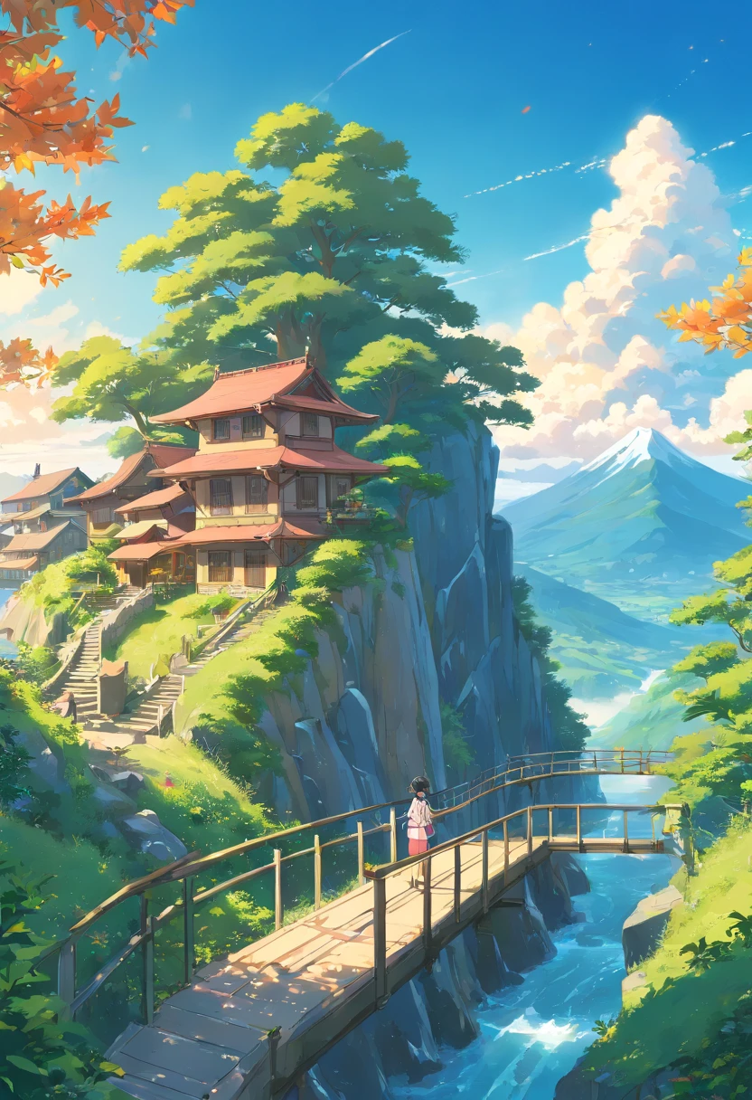 Criar uma imagem linda de natal, com montanhas nevadas, Swiss House, pinheiros e neve, paisagem campestre anime, made of tree and fantasy valley, scenery art detailed, lindas nuvens inchadas. anime, detailed scenery—width 672, papel de parede de paisagem anime, Paisagem do anime, paisagem do studio Ghibli, Arte digital altamente detalhada em 4k, paper awesome wallpaper, Tran Ross. scenic background, paisagem de sonho