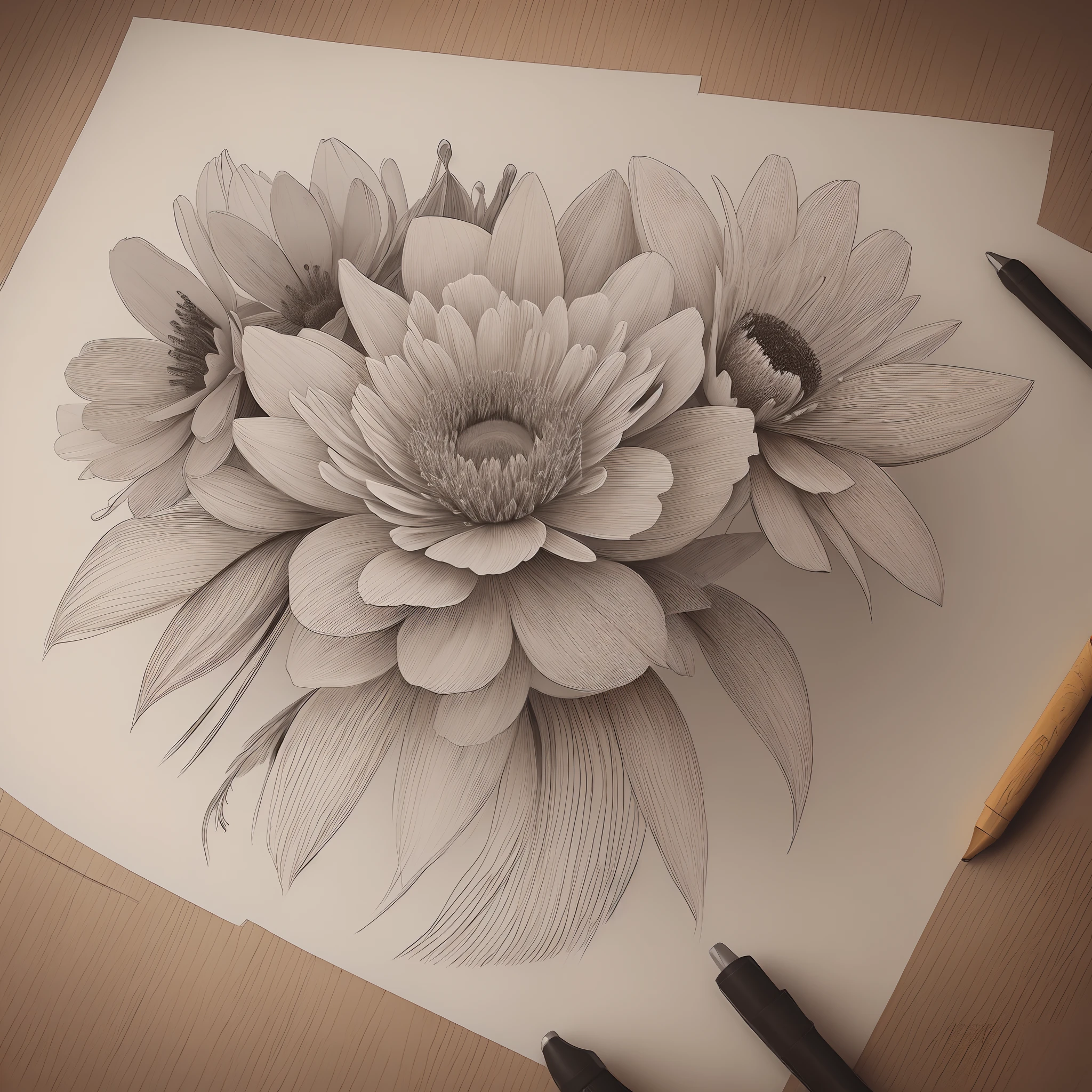 Floral Botanical Flowers Line Drawing