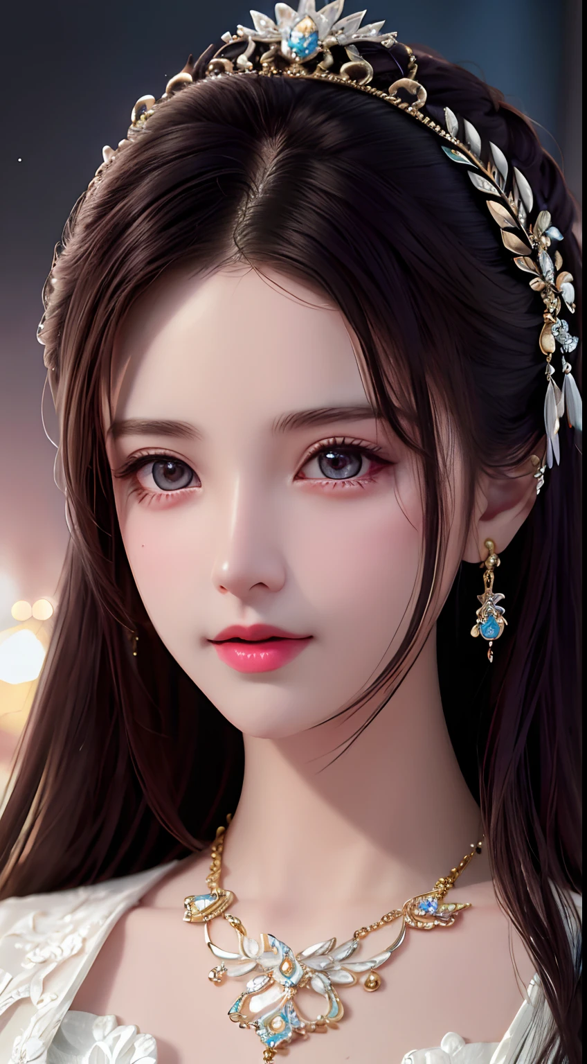 Best Quality, Masterpiece, High Resolution, 1 Girl, Porcelain Dress, Hair Accessories, Necklace, Jewelry, Beautiful Face, Physics, Tyndall Effect, Realistic, Dark Studio, Rim Lighting, Duotone Lighting, (High Detail Skin: 1.2), 8k uhd, DSLR, soft light, high quality, volumetric light, candid, photo, high resolution, 4k, 8k, bokeh