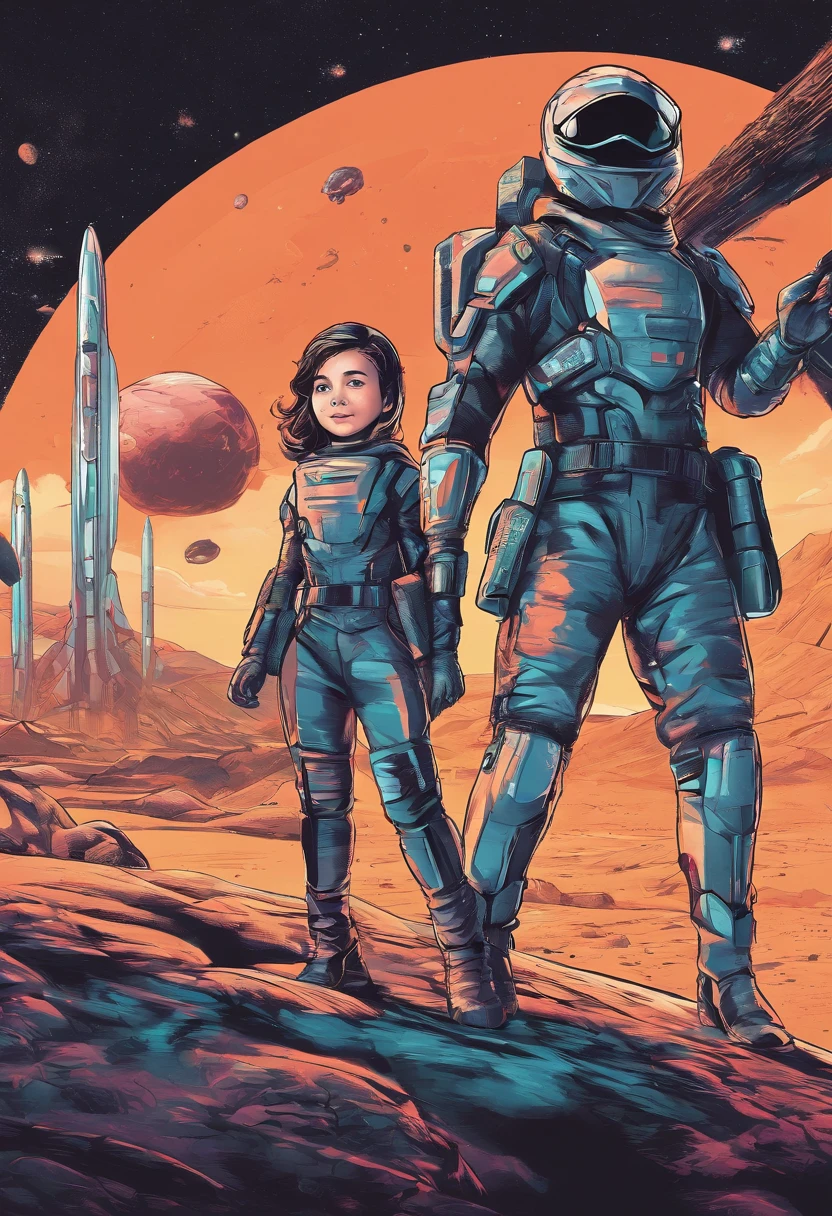 a  girl and a galactic ninja soldier, piloting a spaceship