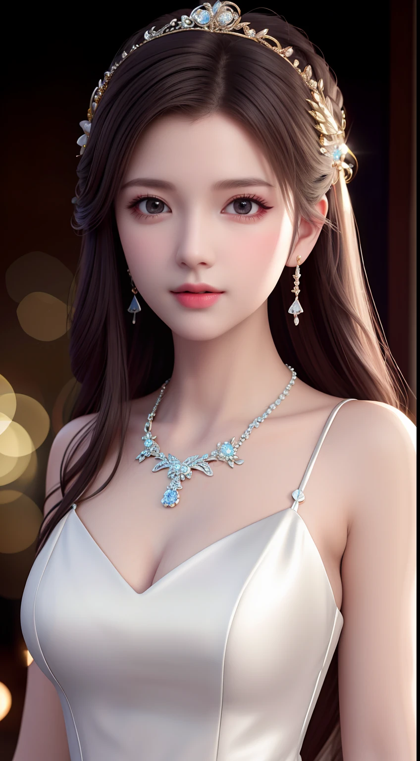 Best Quality, Masterpiece, High Resolution, 1 Girl, Porcelain Dress, Hair Accessories, Necklace, Jewelry, Beautiful Face, Physics, Tyndall Effect, Realistic, Dark Studio, Rim Lighting, Duotone Lighting, (High Detail Skin: 1.2), 8k uhd, DSLR, soft light, high quality, volumetric light, candid, photo, high resolution, 4k, 8k, bokeh