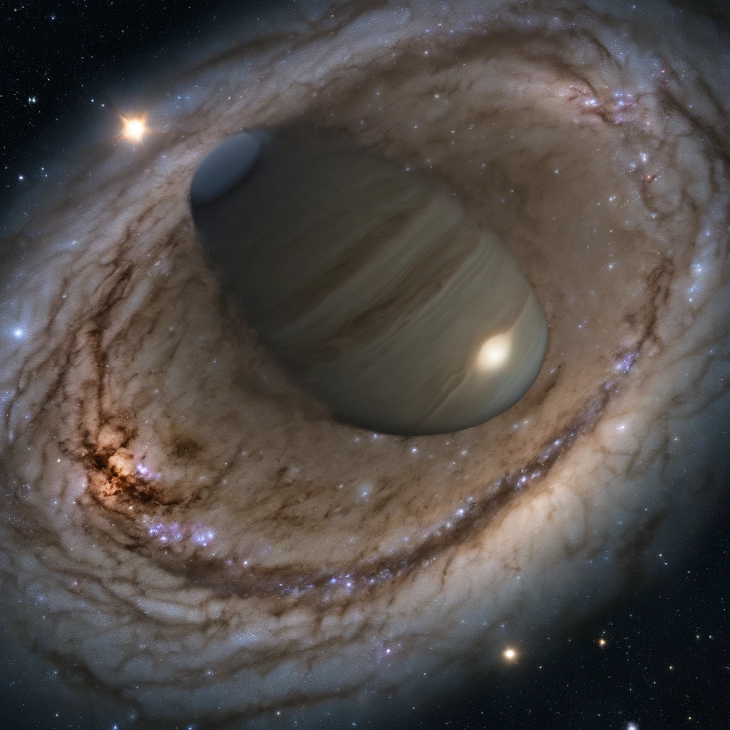 Master Parts、qualidade superior、Qualidade de imagem superior、A qualidade 8k、Beautiful photos of the starry sky、magnifica、Arched Milky Way:1.25、Vista de planeta a partir de Saturno:1.9