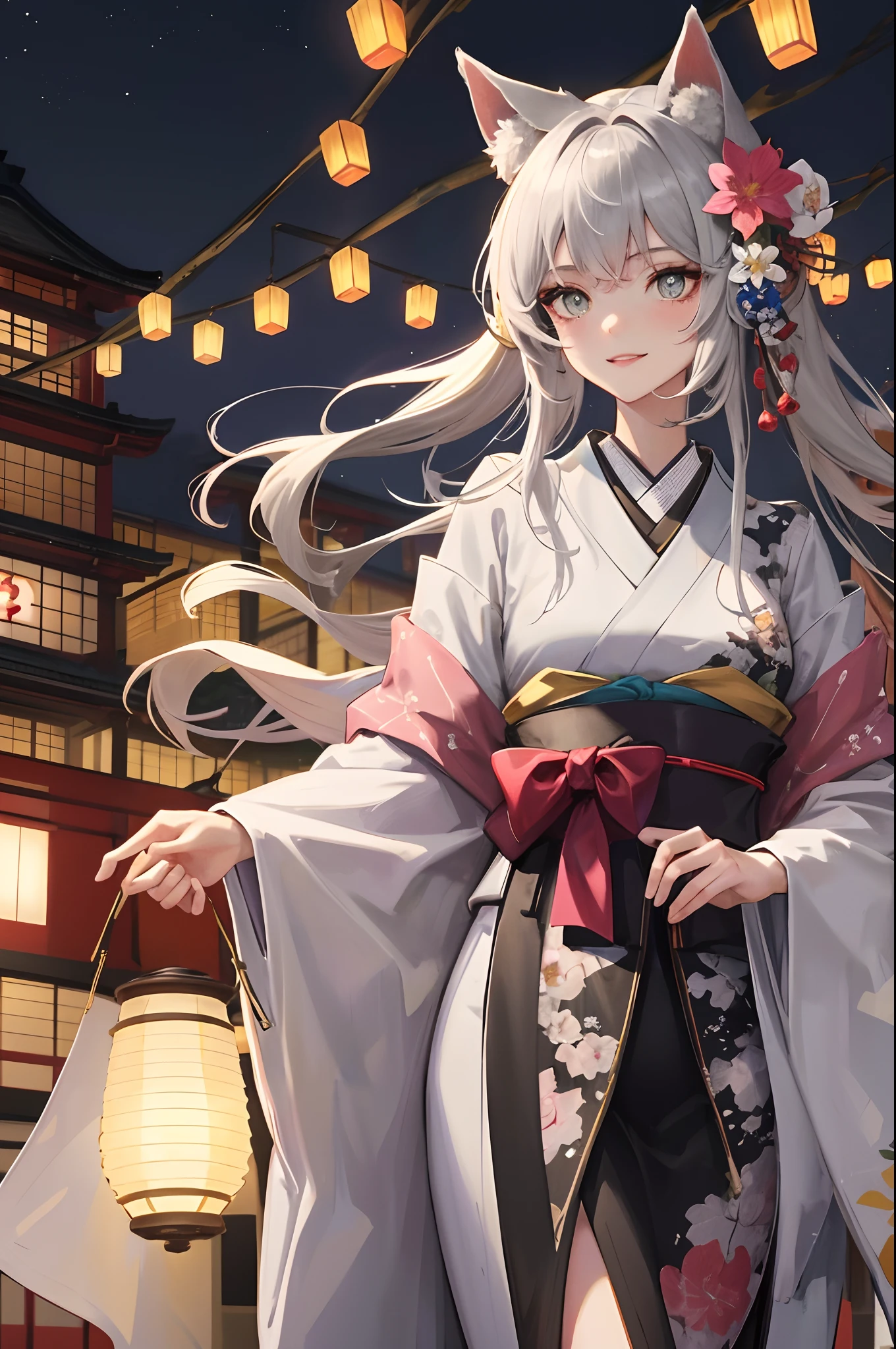 (Masterpiece,best qualtiy,A high resolution:2),1girl,high school senior,white skinned,Gray-black pupils,twintails,komono,Japanese kimono,Delicate face,Fireworks festival,Mountaintop Observation Deck,hilltop,Vast night sky background,the night,The environment is dim,Sora Kasugano,Animated illustration style,pixiv popular,depth of fields,Cowboy shooting,Full body in camera,16K,8K,High Picture Quality,High pixel ratio