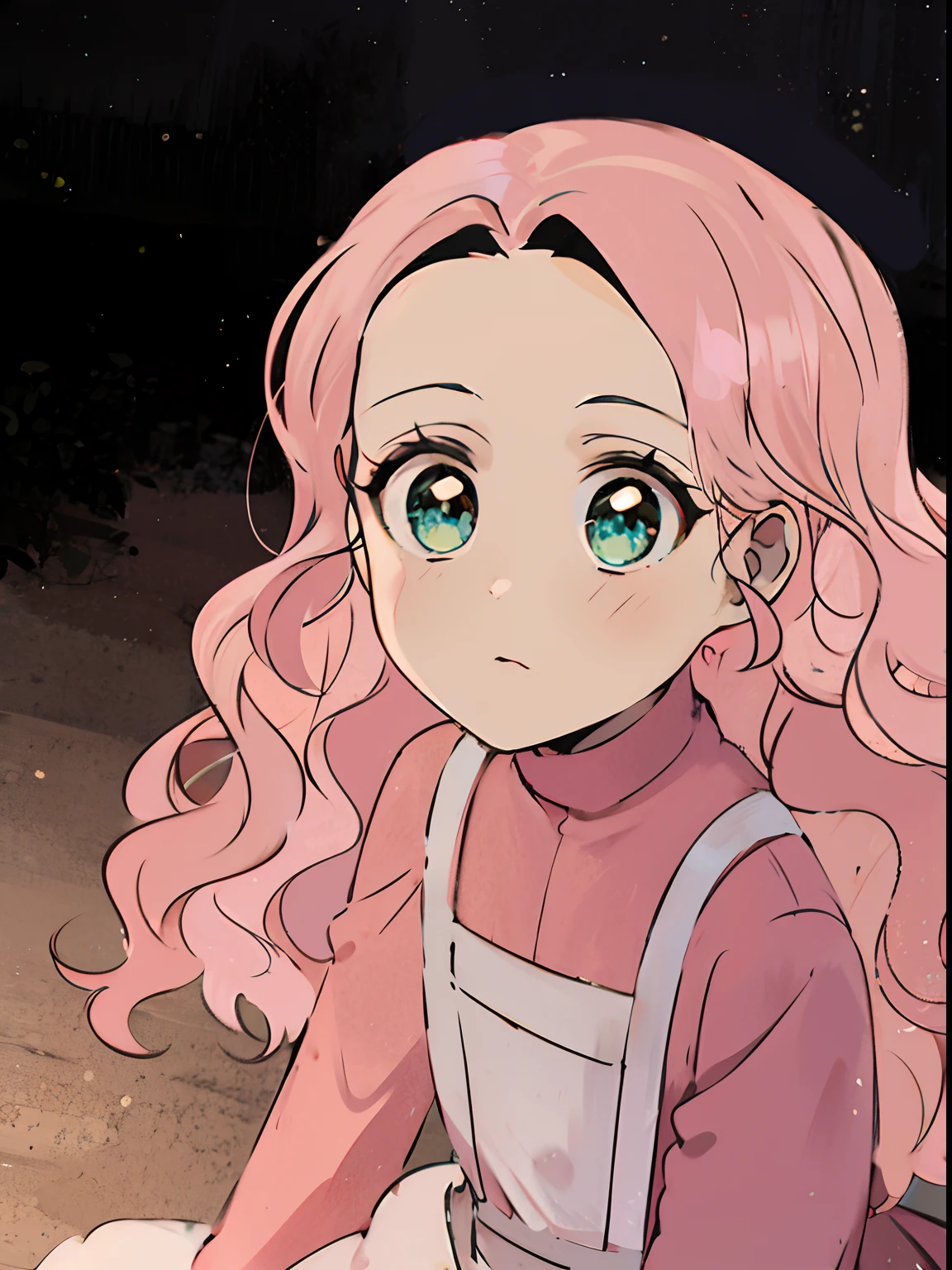 Menina anime com cabelo rosa, menina de olhos verdes sentada, retrato estilo anime, visual anime de uma menina bonito, sombreamento estilo anime plano, em estilo anime, kawaii retrato realista, fanart de alta qualidade, menina de cabelo rosa, menina de olhos verdes, menina de cabelo rosa cacheado, arte 8k, menina de roupa simples, menina de cabelos rosa, olhos bem verdes, olhos verdes, garota de cabelos rosa, menina de olhos verdes, menina de cabelo rosa, menina usando vestido vermelho com branco