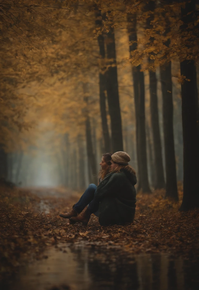 forest rainy day, indoor view