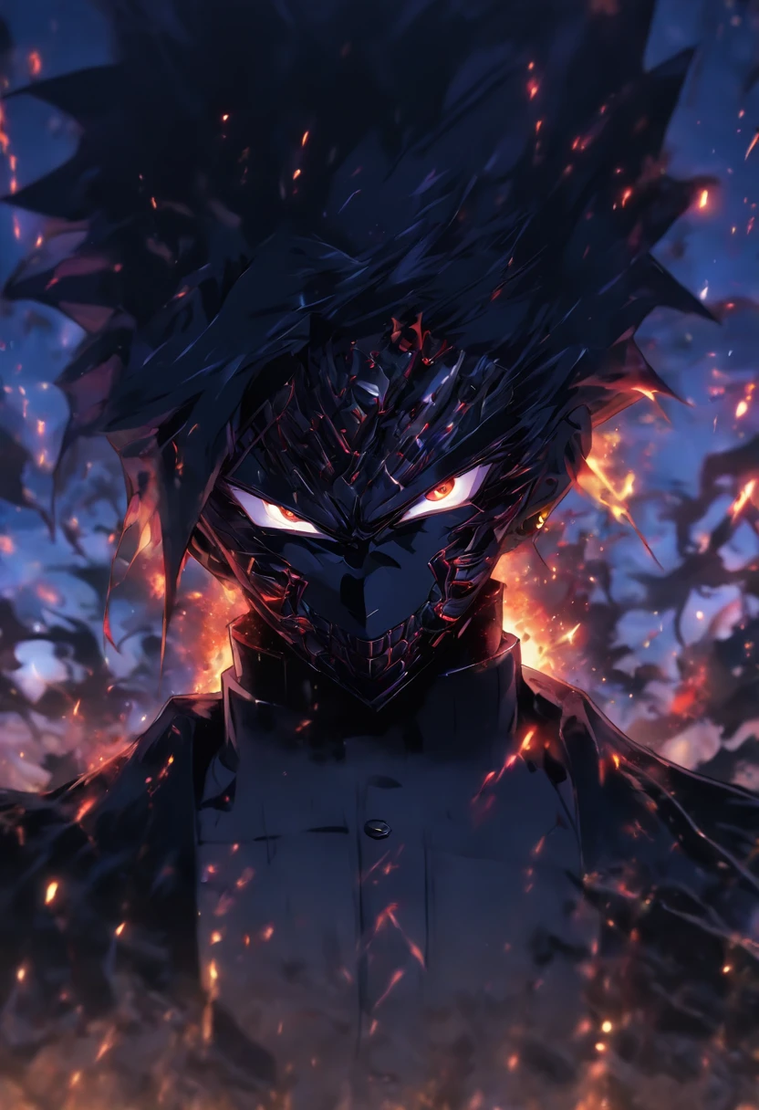 Portrait photo of a man in a black suit, full of wounds, Looking at the camera, Tall farmland, It's a bit dark, Ultra detailed