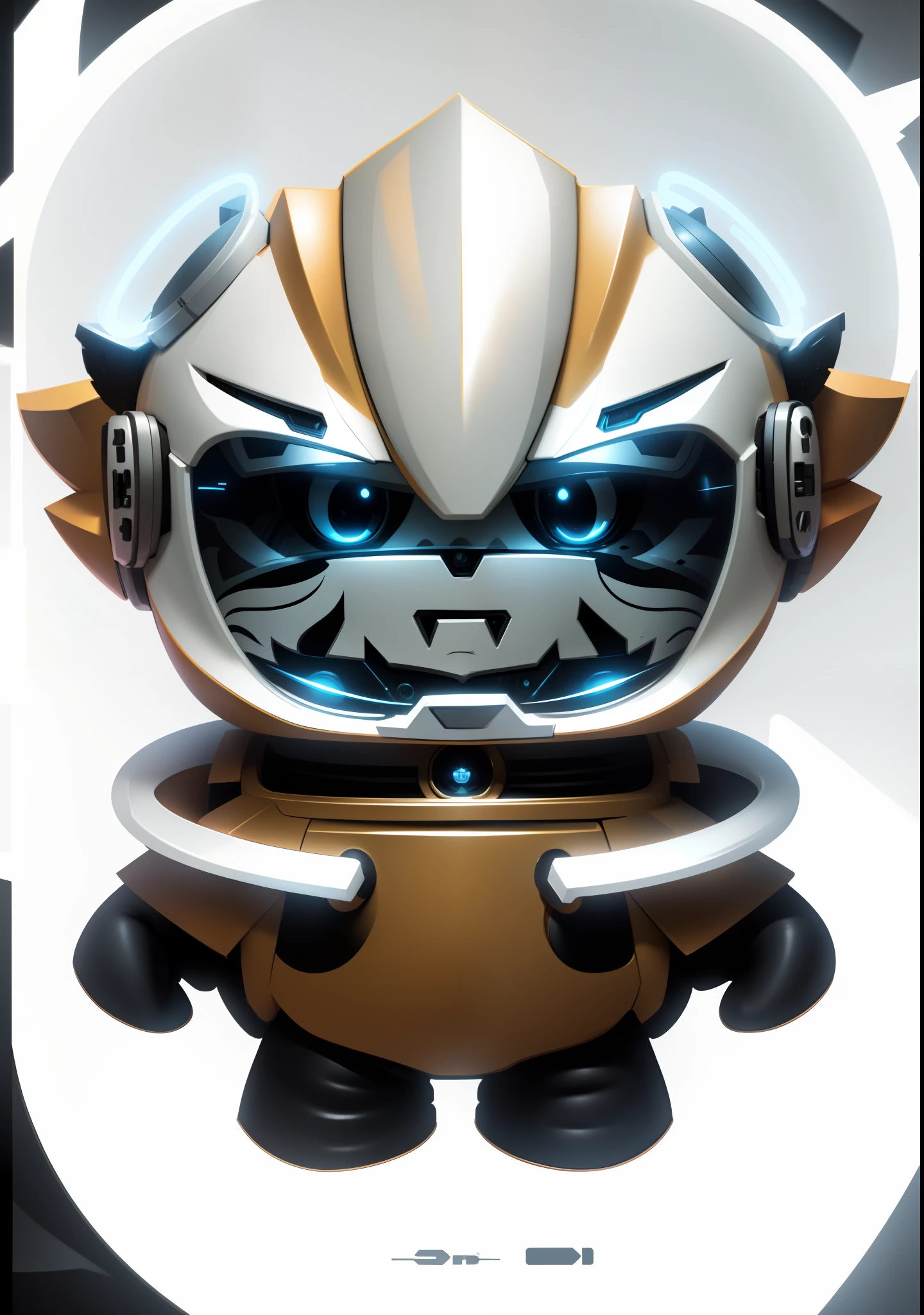 Cartoon character of robot wearing helmet and goggles, cute cyber gods, advanced digital chibi art, this character has cryokinesis, Tiger IP, mecha anthropomorphic penguin, Male robot, With robot tiger, with futuristic gear and helmet, Varguyart style, As an anthropomorphic tiger,OC renderer,8K high-definition,high definition detail