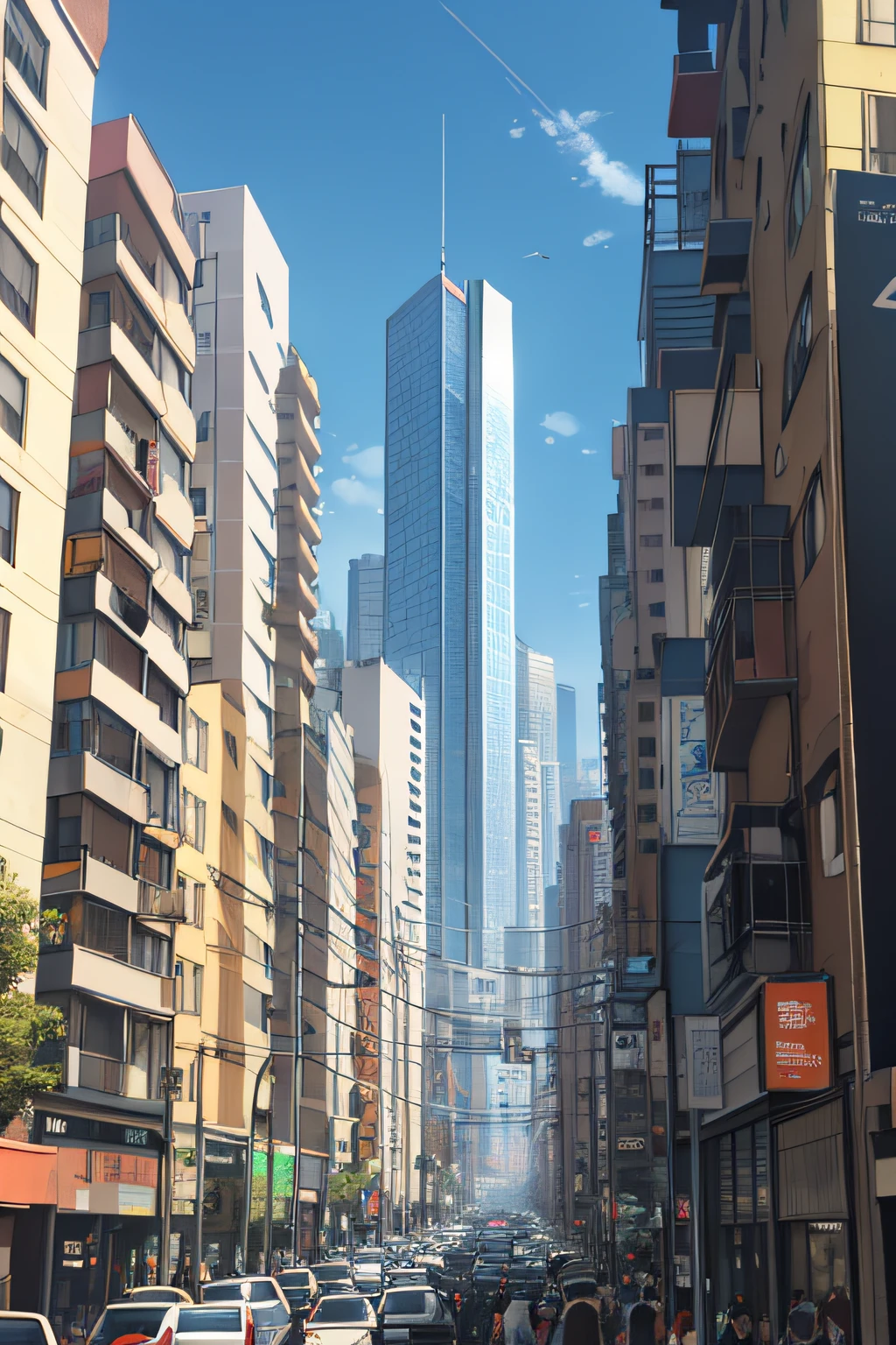 Group High-rise buildings, traffic flow, people flow