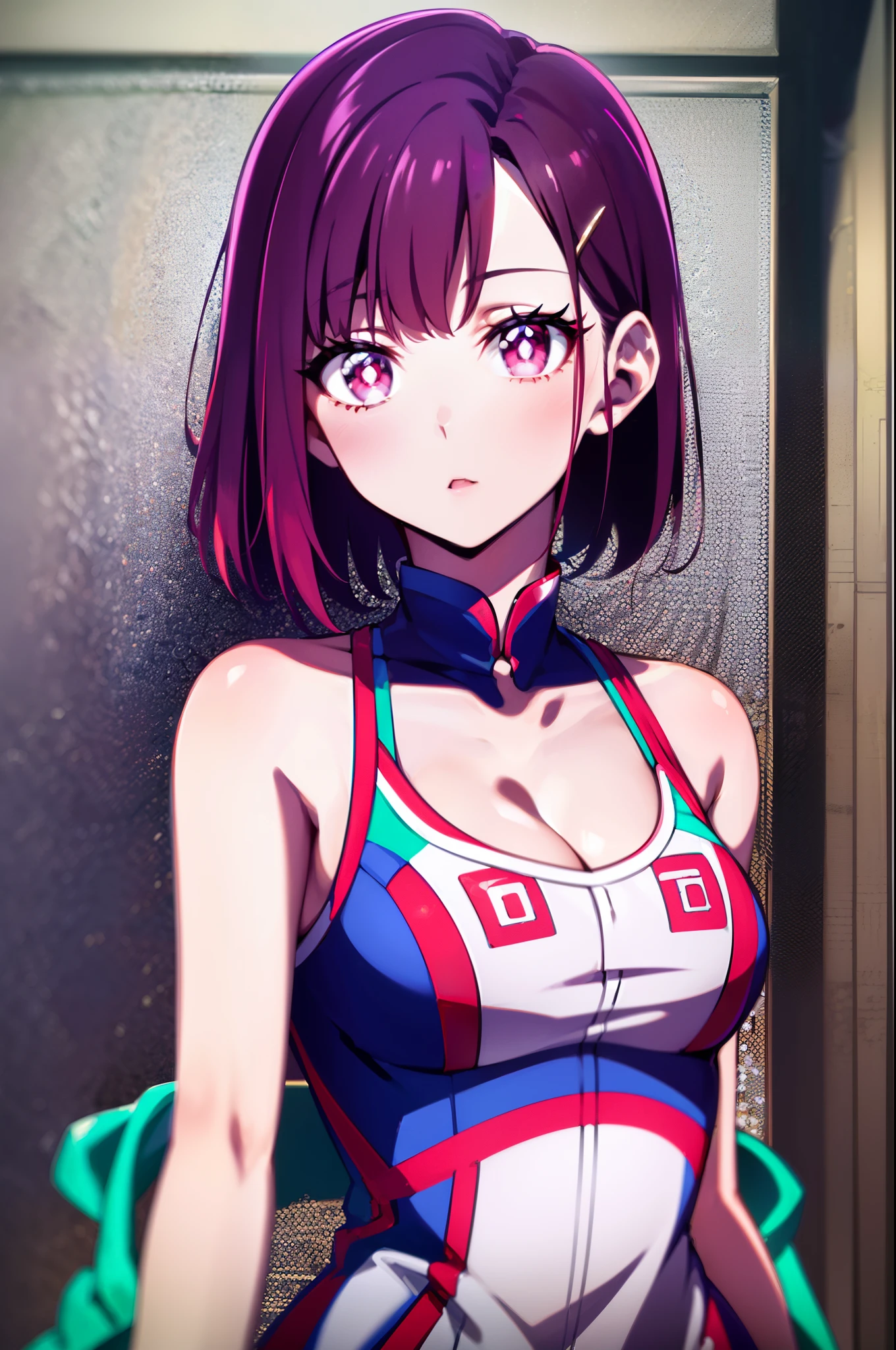 (((qipao dress))), (((The bikini))), (((Slender figure))), Red hairpin, Light purple hair, Medium Hair, The highest image quality, hightquality, high detailing, 超A high resolution, 8K, depth of fields, Cinematography, intricate detailes, Elaborate, meticulous, Magnificent, Maximum Detail, Extreme beauty