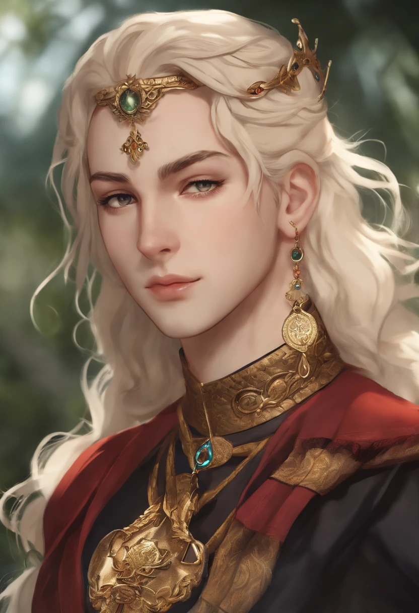 um close up de uma pessoa com um colar e um colar, Edelgard do Emblema de Fogo, Emblema de fogo de Edelgard, Anime Tribal Boy com cabelo longo, Boris Valejo. Octopath Viajante, cara bonito na arte demon slayer, oda non, Beautiful androgynous prince, Asgardiano, Princesa 'Kida' Kidagakash, delicate androgynous prince. De corpo todo em cima de uma montanha