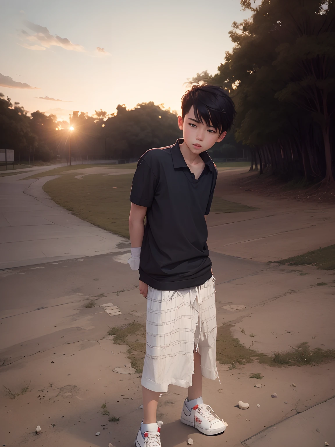 Animated boy, white shoes,hair change, background change