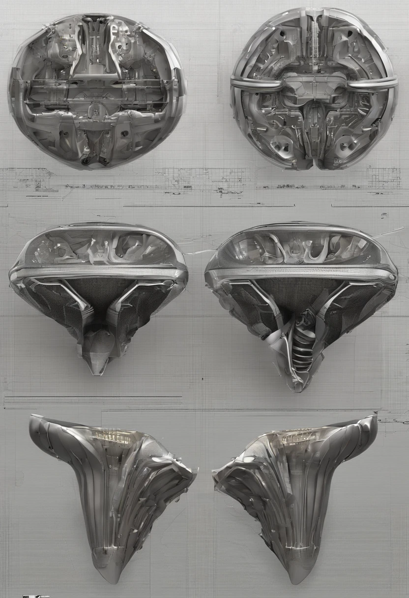 3D schematic of a hip implant，Made of titanium，metalictexture，Gradient density implants，The outer layer is dense and wear-resistant，The inner layer is porous with bone-like tissue，The whole picture is futuristic and technological，Ultra-clear details，Cinematic texture