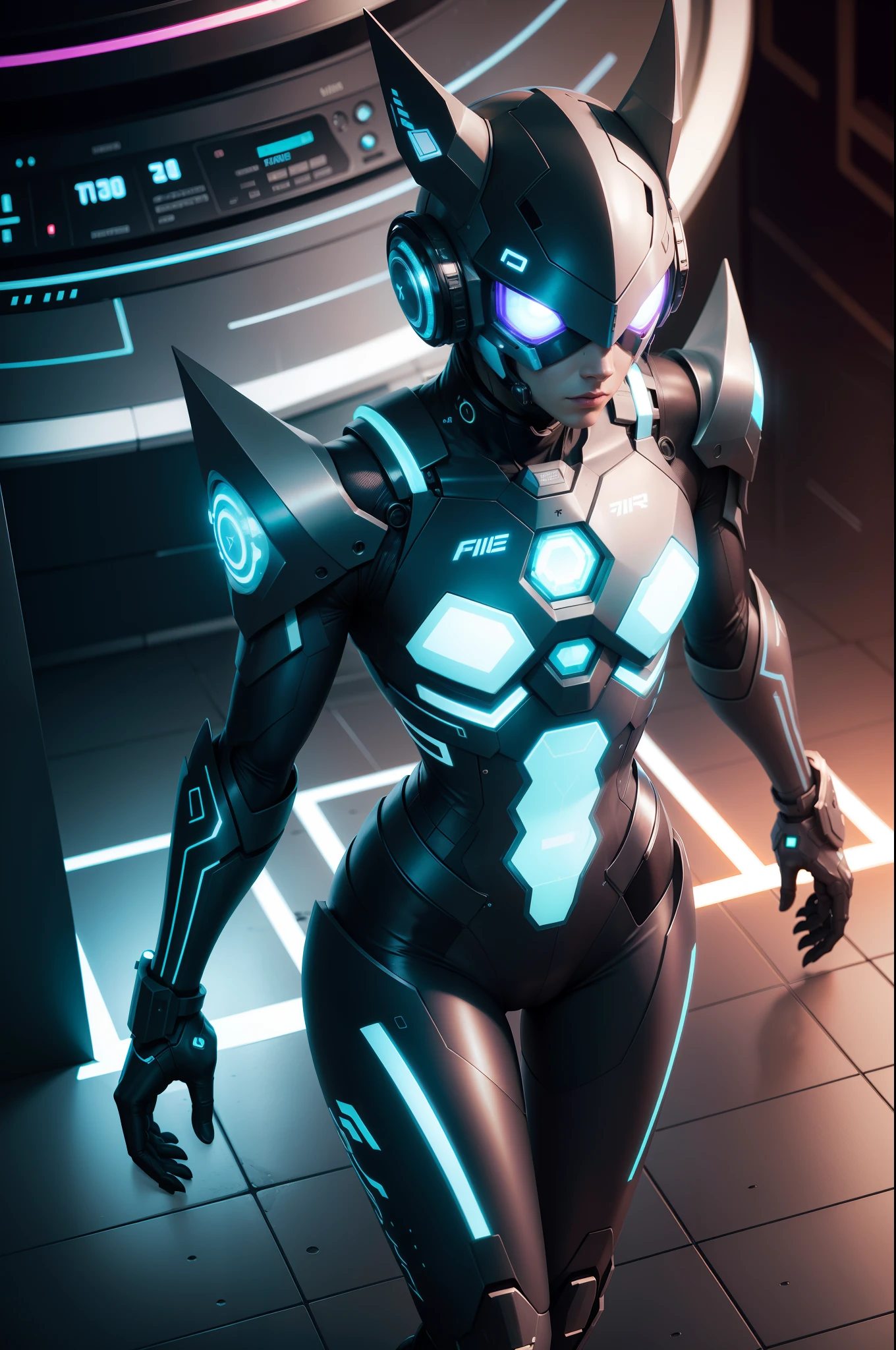 A close up of a person in a futuristic suit with a sword - SeaArt AI