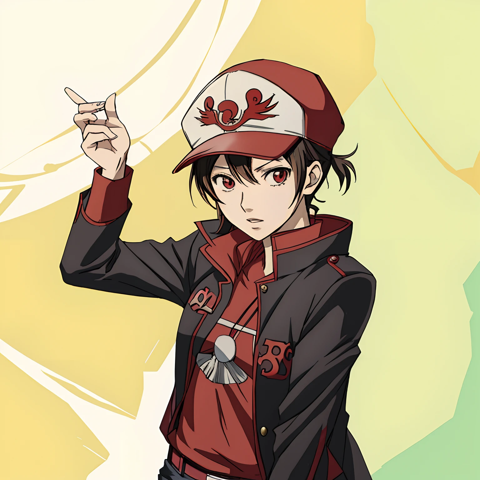 Anime girl in a red and black jacket and a red hat, Akihiko Yoshida!, inspirado em Junpei Satoh, inspirado em Akihiko Yoshida, Estilo Eiichiro Oda, Akihiko Yoshida 8 mil, Fanart de alta qualidade, Gatilho Estilo de Arte de Anime, Estilo anime 2D, em estilo anime, em estilo anime, inspirado em Kun Can