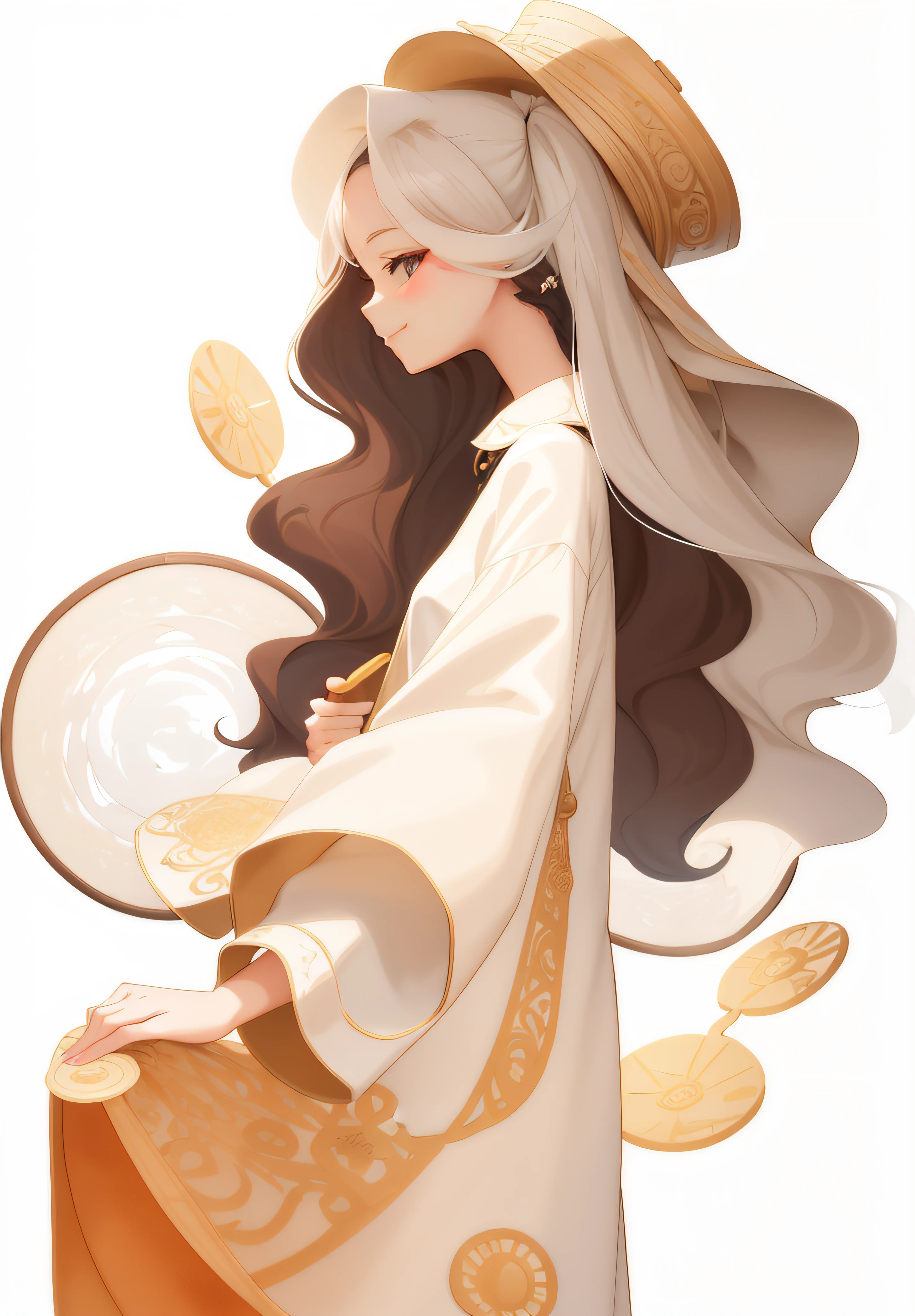 There was a woman in a hat and dress squinting and smiling, The corners of her mouth rose, in style of digital illustration, A beautiful artwork illustration, Flat illustration, Detailed 2D illustration, 数字插图 -, 2 d illustration, 2D illustration, Stylized digital illustration, digital art of an elegant, Illustration style, Beautiful digital illustration, with straw hat, digital art illustration, Fine quality illustrations