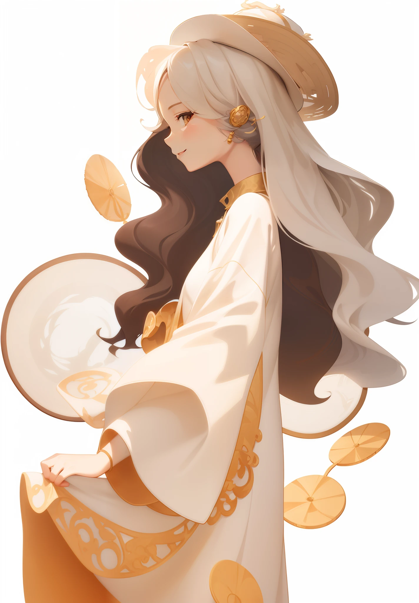 There was a woman in a hat and dress squinting and smiling, The corners of her mouth rose, in style of digital illustration, A beautiful artwork illustration, Flat illustration, Detailed 2D illustration, 数字插图 -, 2 d illustration, 2D illustration, Stylized digital illustration, digital art of an elegant, Illustration style, Beautiful digital illustration, with straw hat, digital art illustration, Fine quality illustrations