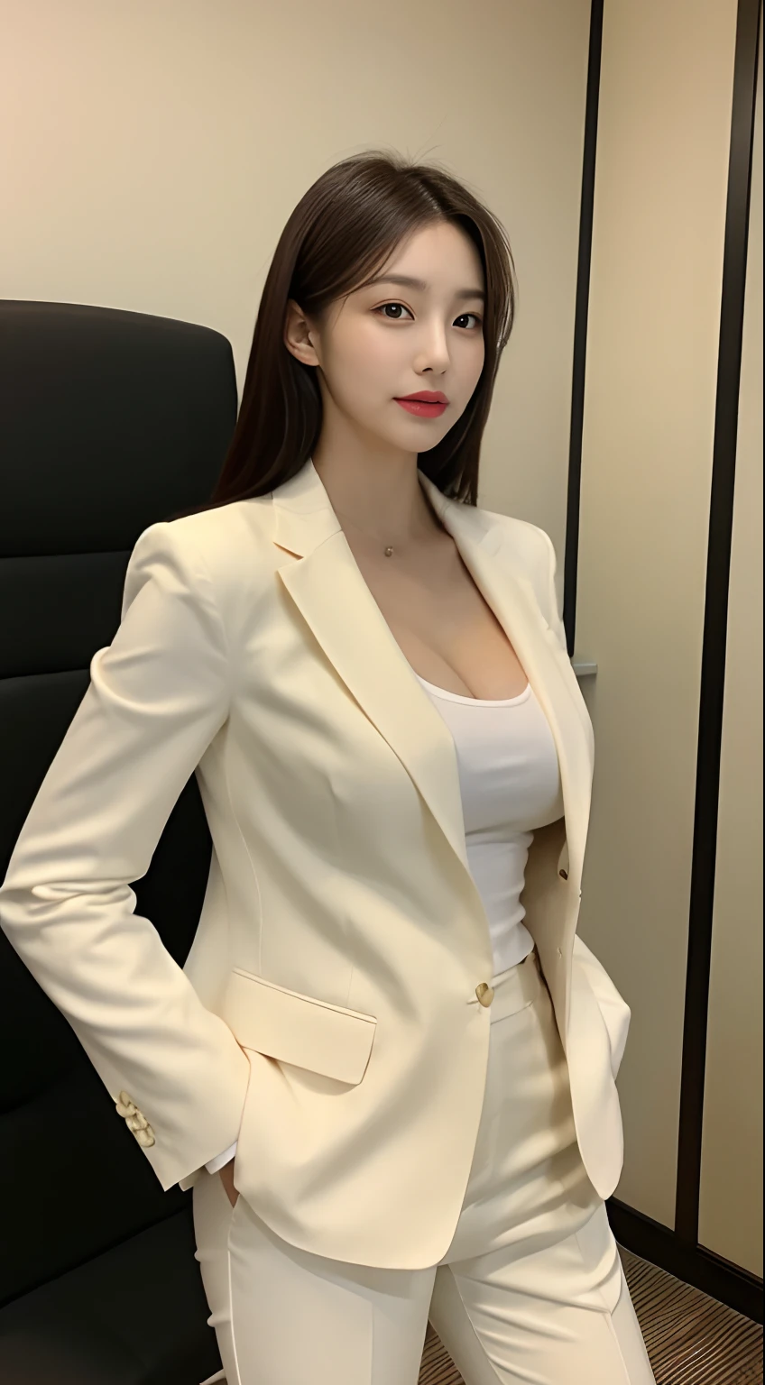 Tall and slender beauty、Beauty in suits、Colossal tits、undershirt、Cool beauty、Career woman、Japan beauties、modeled、tiese，office room，janelas