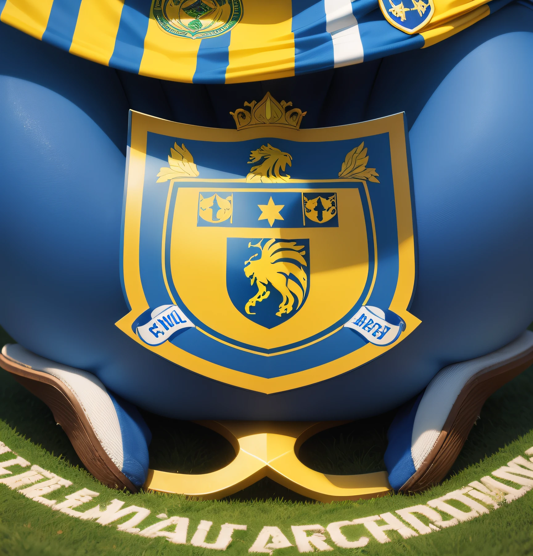 escudo de futebol azul e amarelo escrito planalto fc