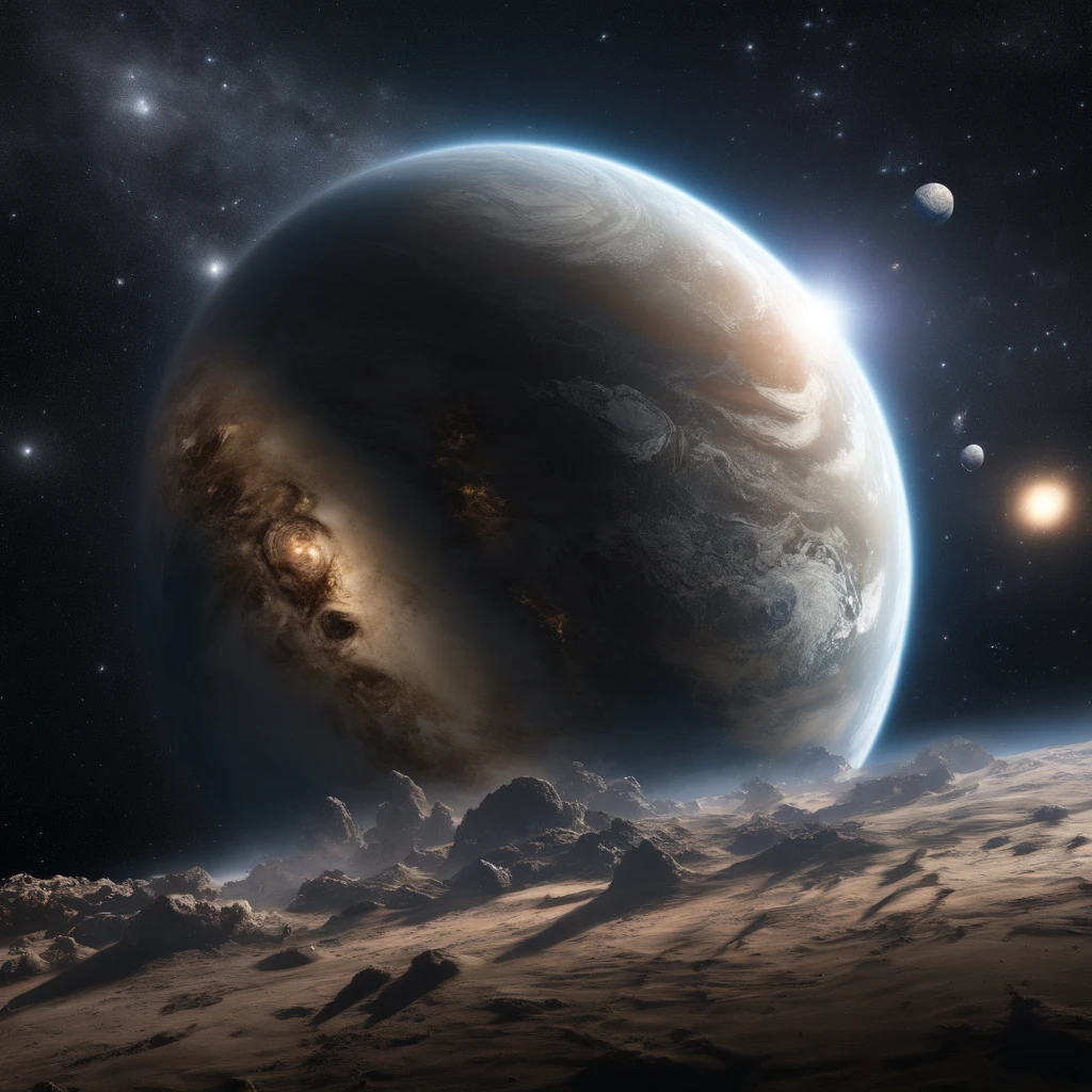 Master Parts、Superior Quality、superior image quality、The 8k quality、Beautiful pictures of the starry sky、magnifica、milkyway:1.25、Saturn and Earth visible from space:1.9