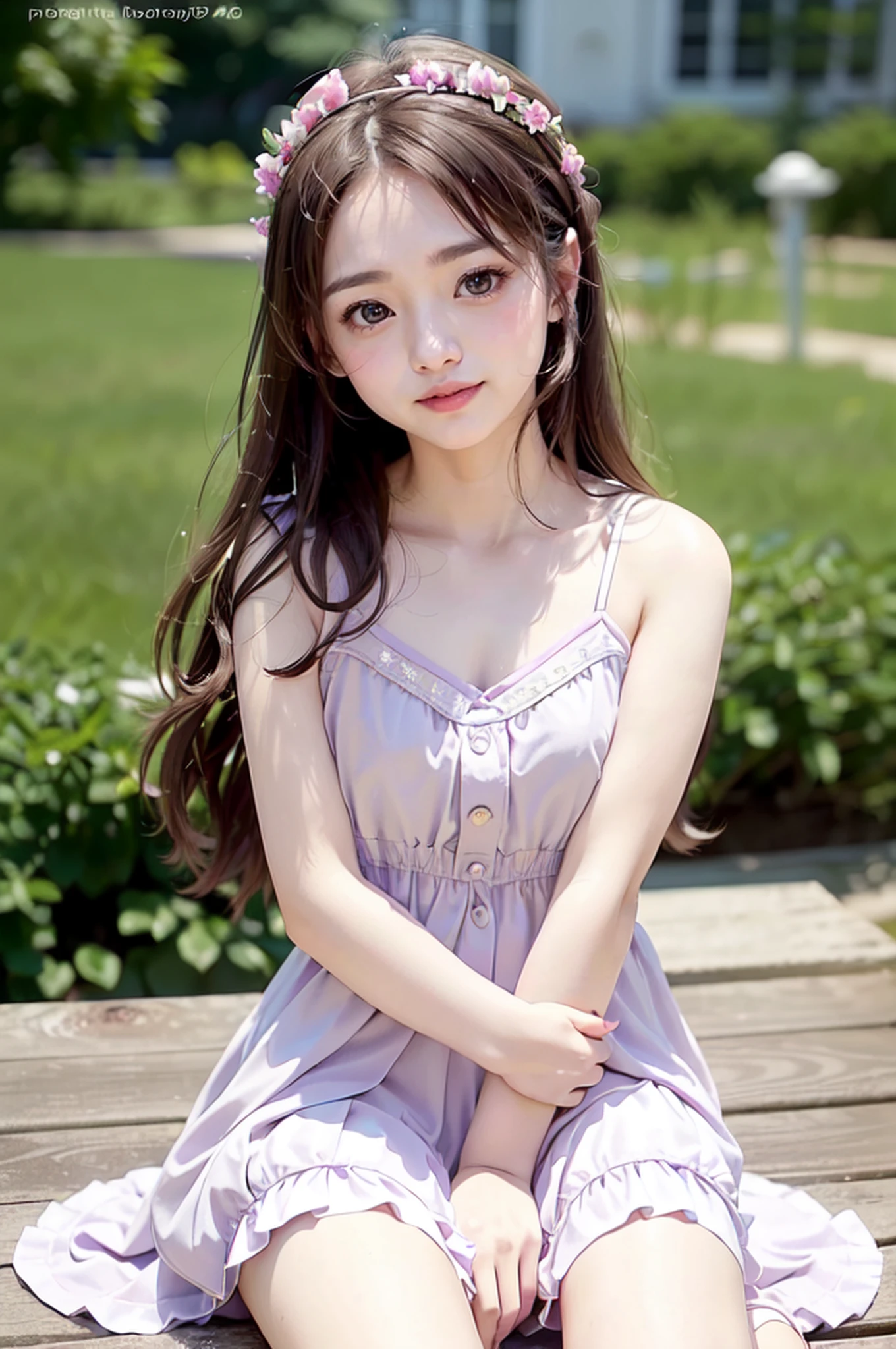 (cutest,cute girl,solo,girly,charming,adorable),(beautiful detailed eyes,beautiful detailed lips,extremely detailed eyes and face,longeyelashes),(smooth,flowing hair),(flawless, porcelain-like skin),(skin whitening, radiant complexion),(soft, delicate features),(innocent, captivating smile),(dainty, petite figure),(stylish and fashionable),(bright, cheerful colors),(playful, lively atmosphere),(natural lighting),(vibrant and lively background),(charming and relaxed pose),(pleasing composition),(high-resolution, 4K quality),(ultra-detailed),(realistic, photorealistic:1.37),(bokeh effect),(pastel tones),(subtle shadows and highlights),(soft, dreamlike ambiance),(girly,charming,adorable,night dress:1.2),sitting,squating.