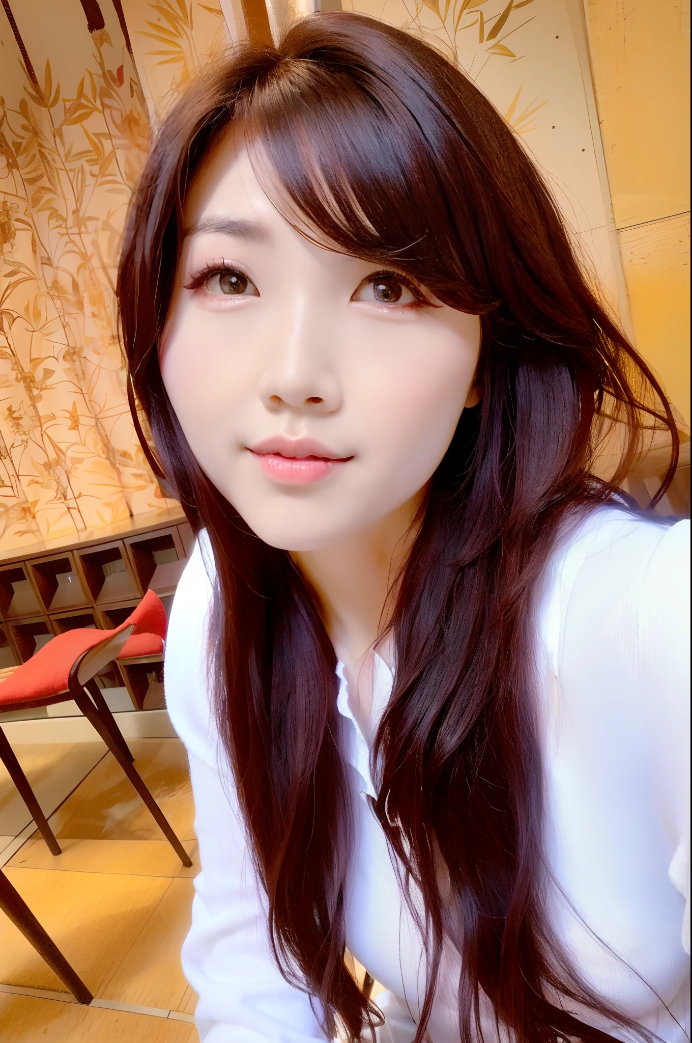 Arafeld Asian woman with long brown hair sitting in a chair, jaeyeon nam, Korean girl, Choi Hyun-hwa, beautiful Korean women, 2 , Beautiful young Korean woman, Gorgeous young Korean woman, Korean woman, 2 8 years oldn, sangsoo jeong, 2 9 years old, young lovfaces