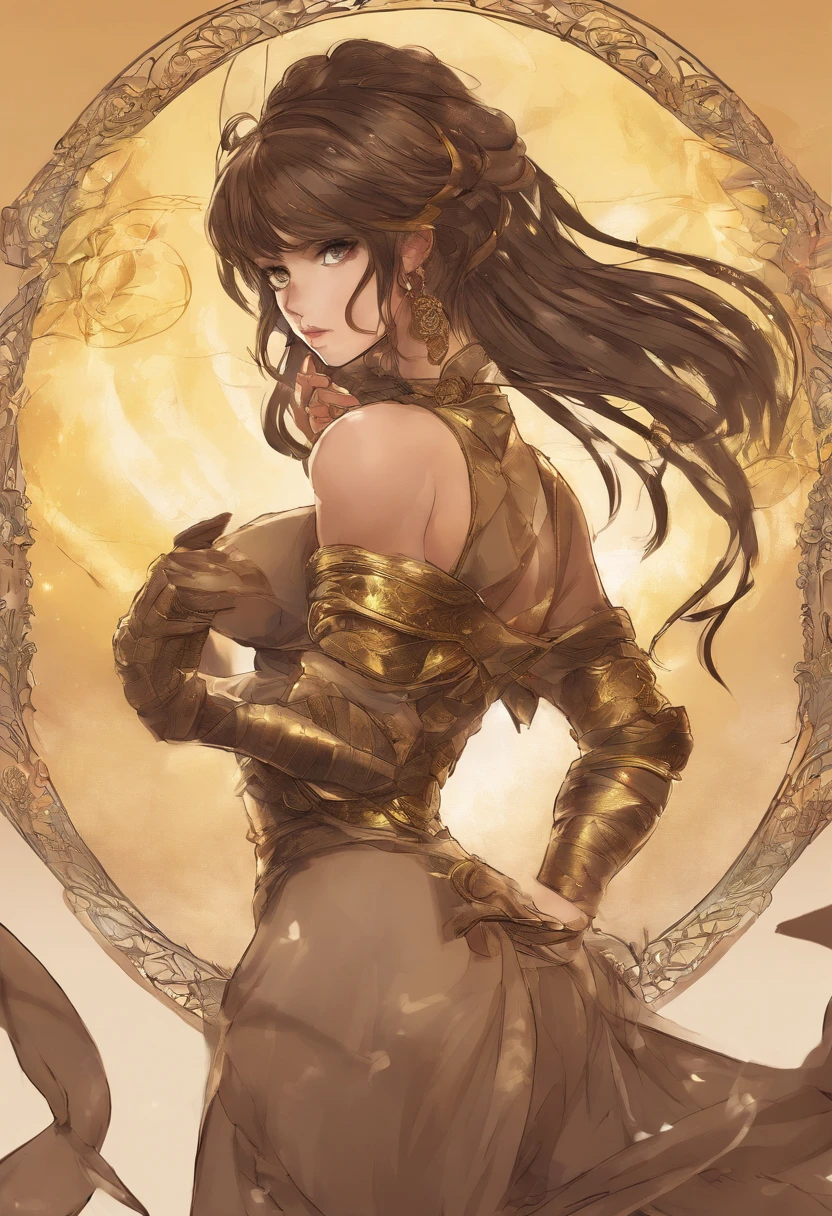 ninja big boobs short brown hair tied in a ponytail golden eyes big thighs something clearly turning her on