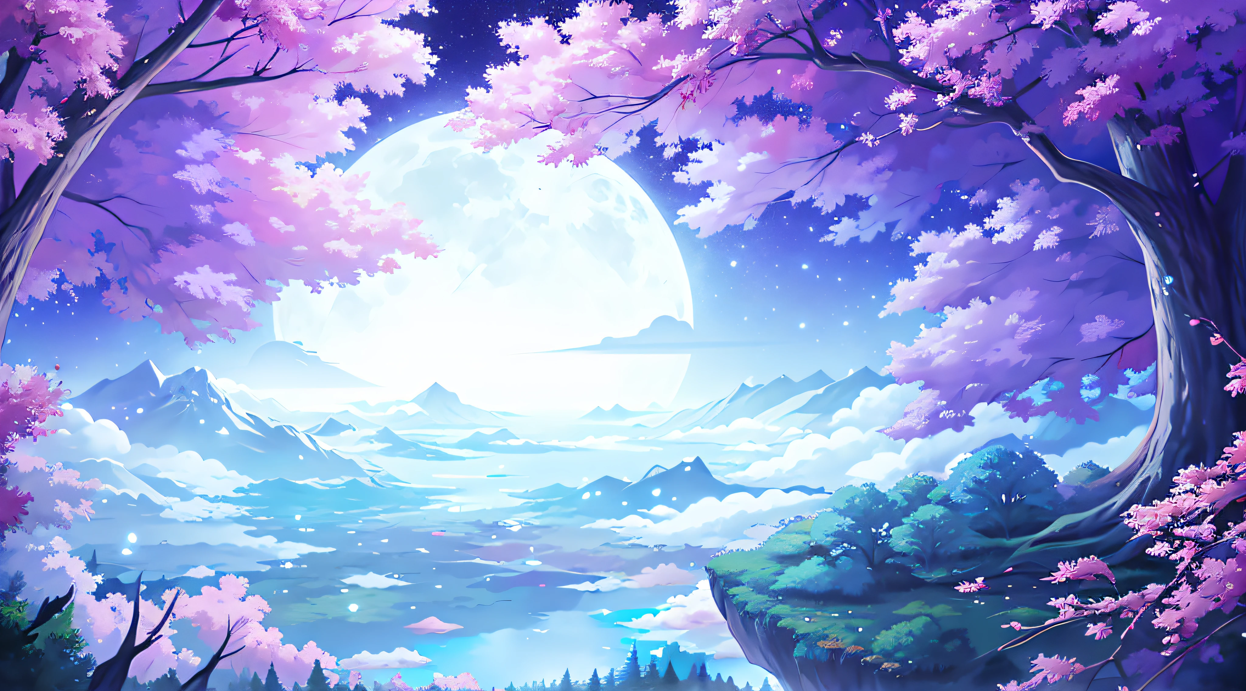 Anime scenery of full moon on a lake with trees, anime landscape wallpapers, anime beautiful peace scene, Anime background art, anime backgrounds, Anime landscape, background artwork, beautiful anime scenery, Anime art wallpaper 8 K, anime countryside landscape, Anime art wallpaper 4 K, Anime art wallpaper 4k, arte de fundo, Anime wallpaper 4K, Anime wallpaper 4 k