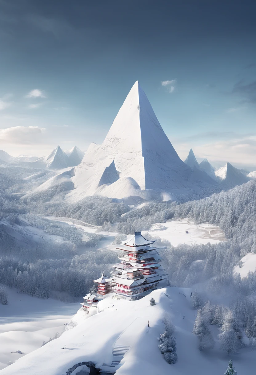 snow mountains, Dragon, Horrifying gaze,Faraway view,Three-dimensional feeling,