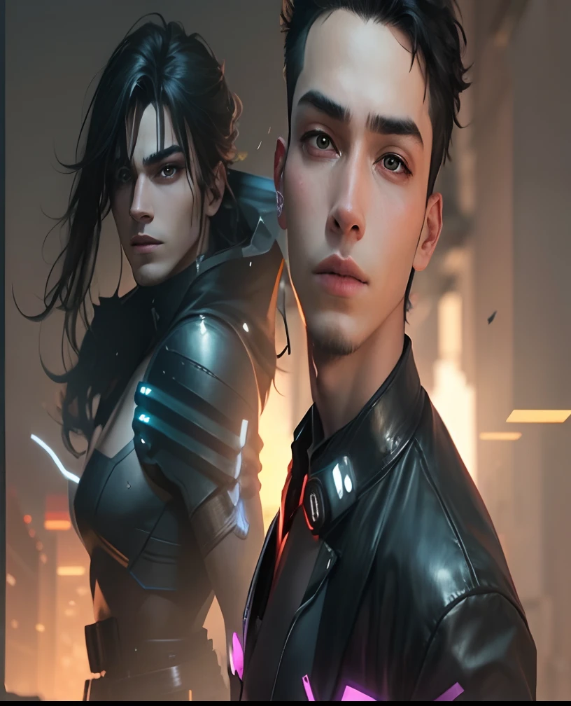 Change background cyberpunk handsome boy realistic face