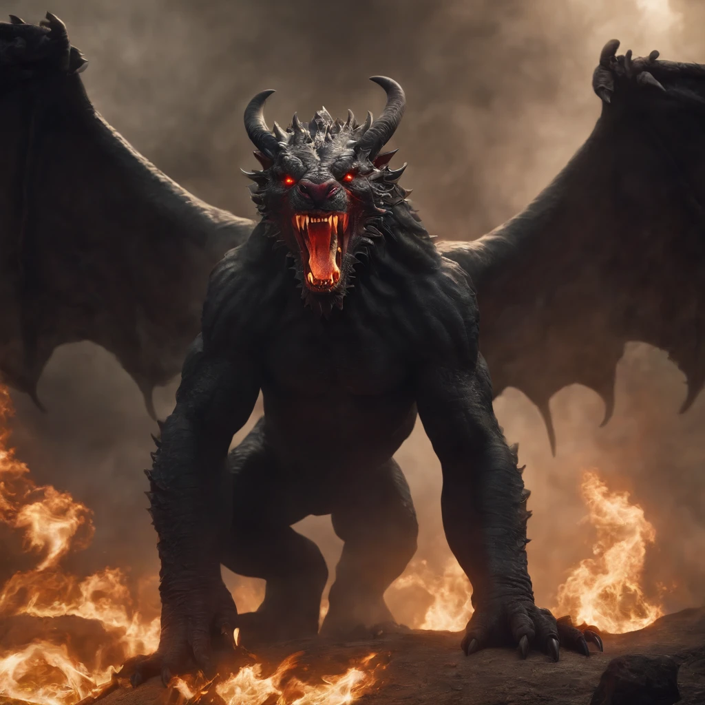Three,Three heads,Three pairs of eyes,Three giant mouths,Share a body,Best quality,Ultra detail,realisticlying,organism,Apophis theme,Dark shadows,Fierce gaze,poison fangs,Twisted body,The scale of the chaos,Glowing eyes,majestic pose,The presence of demons,mystical ambiance,Surrounded by flames,Ominous existence,Cosmic forces,Unleashing the fury,Horrible beauty,nightmare fuel,Sharp claws,Unforgettable silhouettes,mythological creatures,dark energy,otherworldly presence,The power of the roar,swirles,Cosmic destruction,Release chaos,Nightmarish faces,Embody darkness,Charming Patterns,Menacing aura,Surreal existence,intense heat,etherealsculptures,Powerful and terrifying,Armageddontic vision,Release the darkness,Reveal the unknown