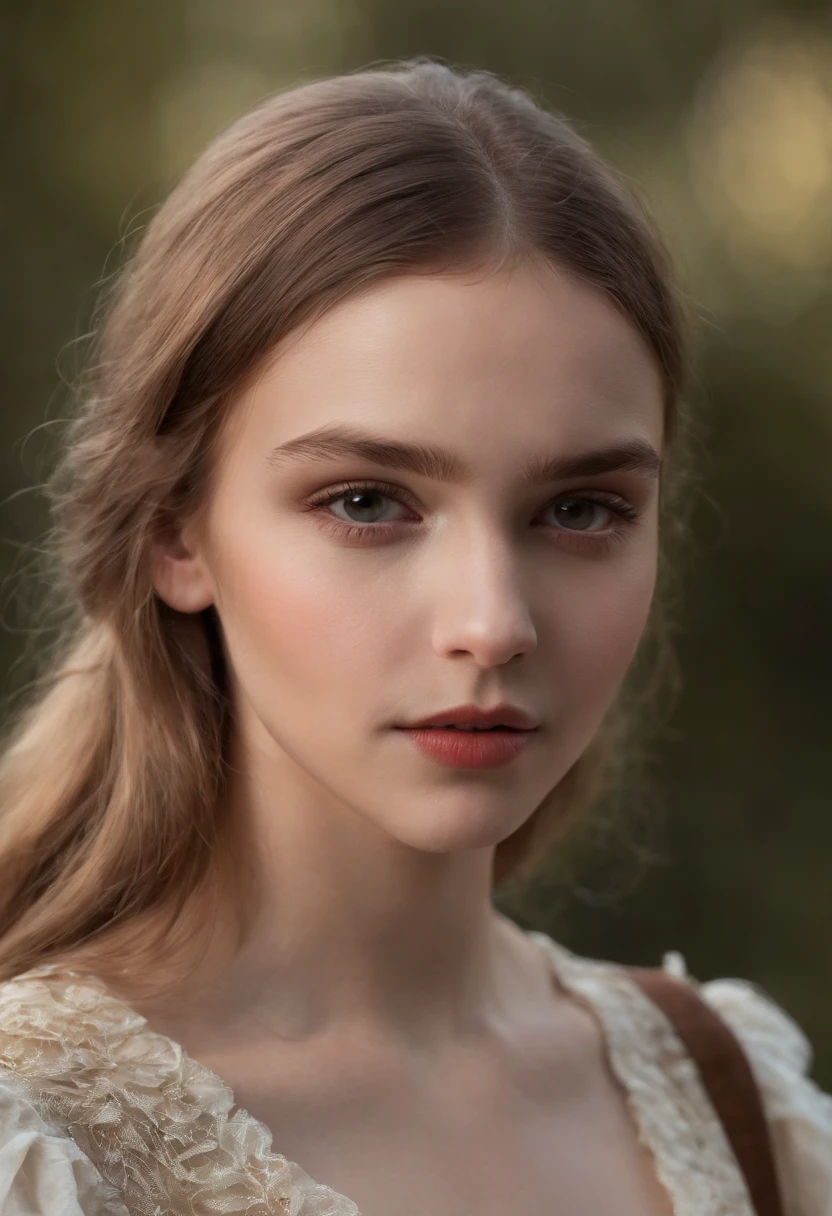 13-Year-Old Western European Vampire Girl Shoots Cover for Children's Fashion Magazine，Cara puntiaguda inmadura，Exponer colmillos afilados,cabello flotante NovaFrogStyle,pecho mediano，Top de encaje escotado extremadamente delgado，Cabello corto y suelto，Pale and rough skin，The finest details，Texturas detalladas de la piel，dramatic light，hermosas sombras，Mira el visor