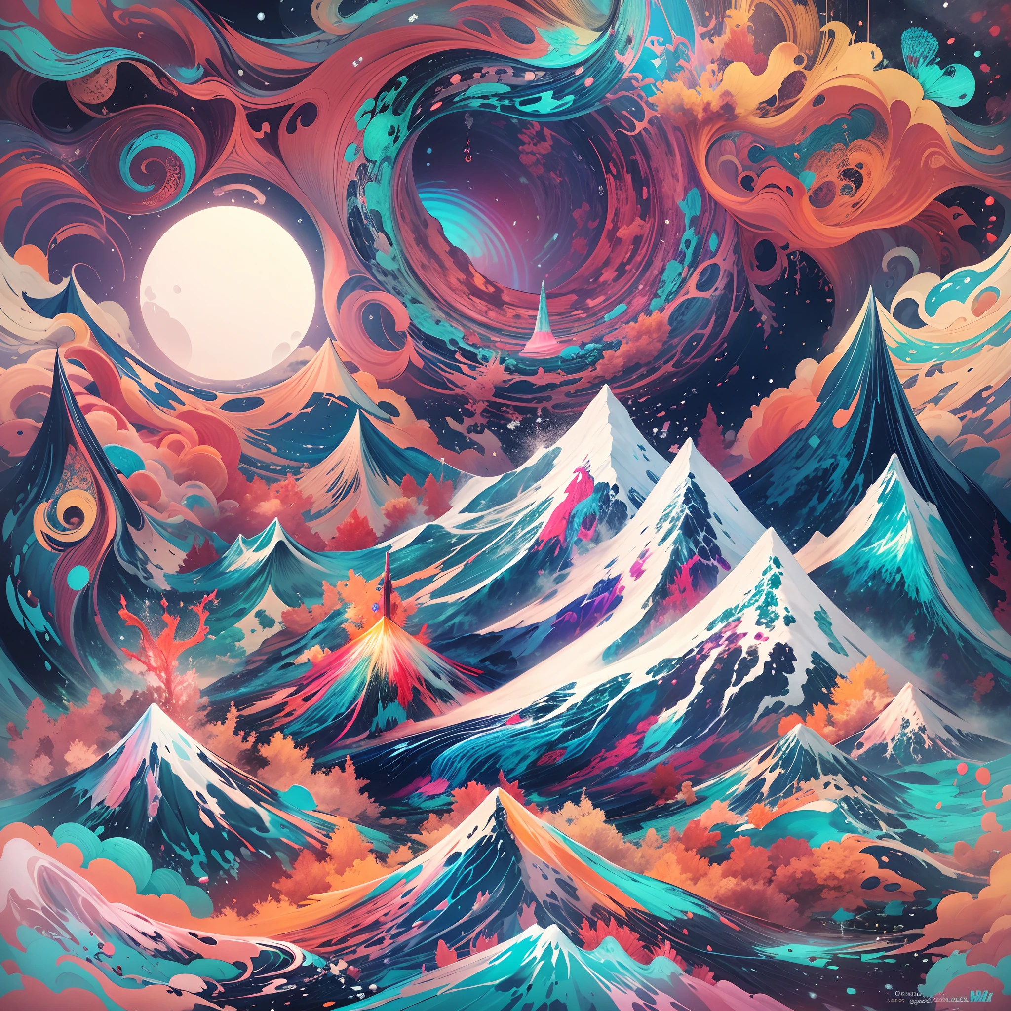 ((Winter wonderland, Snow-capped mountains, )),(Best quality,4K,8K,A high resolution,Masterpiece:1.2),Ultra-detailed, [Vibrant colors], [psychedelic patterns], [Sparkling textures], [Abstract shapes], [Unique design], [A mesmerizing glow], [Creative composition], [Playful elements], [Dreamlike atmosphere], [Artistic expression], [fantasy surrealism], [energetic movement], [futurism aesthetic], [Magical charm], [Bold and energetic], [Psychedelic vibes], [Neon lights], [Eclectic combinations], [Ethereal beauty], [An otherworldly experience], [Whimsical touch], [Sensory overload], [mind-bending illusions], [electric energy], [Hypnotic vision], [Mysterious nature], [Imaginative footwear], [eye - catching detail], [dynamic contrast], [Psychedelic color palette], [delicate craftsmanship], [Attractive visuals], [Fascinating perspective], [Unconventional design], [Mindset expansion], [An unforgettable shock].