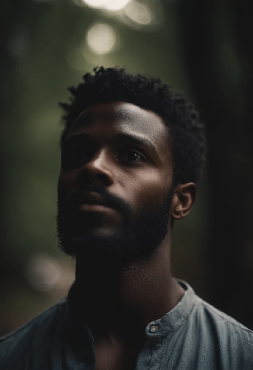 Portrait of a a young dark skin ,slightly square head shape,beard and short dark hair,little eyes,little lips,fade hairstyle
