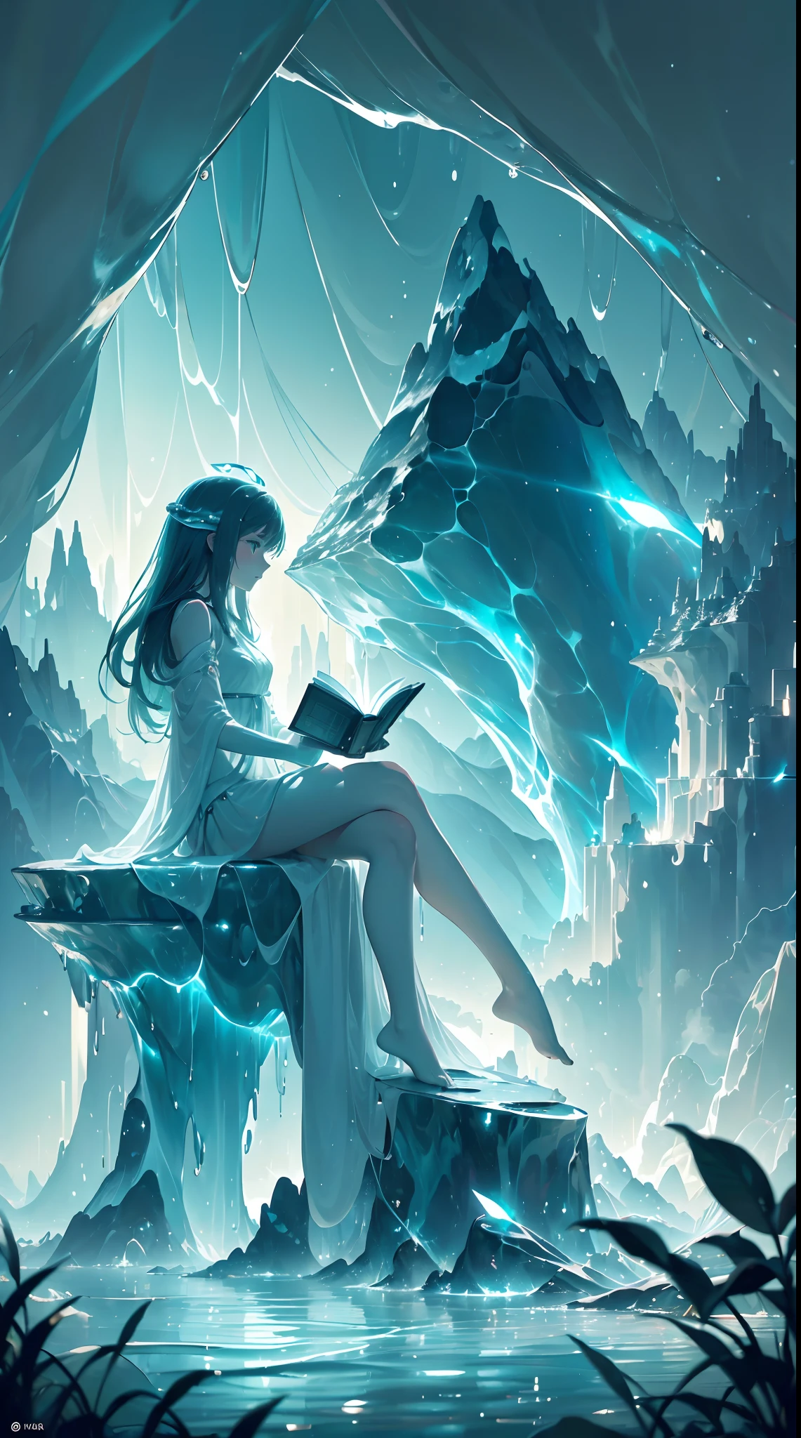((1girl in)), profile,  "Create striking and imaginative scenes featuring young girls in futuristic biomorphic living room. The living room needs organic, Otherworldly Design, with furniture and elements resembling natural shapes,,,,,,, Chair like a plant, etc., Biomorphic table, Eta、It seems to flow like water、or walls resembling bark,,,,,.
The girl must be the central focus of the image, Eta、She should look relaxed and relieved, As if she were in her own comfortable sanctuary. She、You can sit or lie down on one of our biomorphic furniture, Reading a book, Or、Engage in creative or leisure activities.
The lighting in the room should be soft and calm, The warm, Ethereal glow that enhances the feeling of tranquility and comfort. The bioluminescence accent of the room is、Can provide gentle lighting.
The color palette is harmonious、Must be inspired by nature, A mix of earthy tones and soft pastel colors. Make sure the details of your biomorphic living room are complex and visually appealing, A seamless fusion of nature and technology. Overall, The image should evoke a sense of wonder and relaxation, As if the girl is in a space where there is a border between the natural world and artificial ambiguity,cinematic.ighting and dark )<=(epic image quality)dark atmosphere with bright particle light(many effects in background)