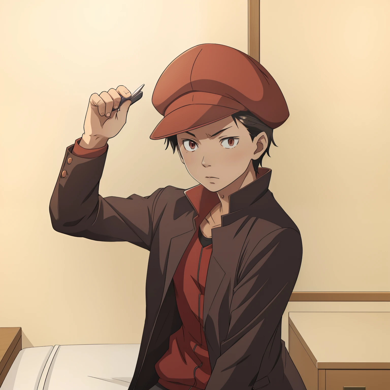 Anime girl in a red and black jacket and a red hat, Akihiko Yoshida!, inspirado em Junpei Satoh, inspirado em Akihiko Yoshida, Estilo Eiichiro Oda, Akihiko Yoshida 8 mil, Fanart de alta qualidade, Gatilho Estilo de Arte de Anime, Estilo anime 2D, em estilo anime, em estilo anime, inspirado em Kun Can