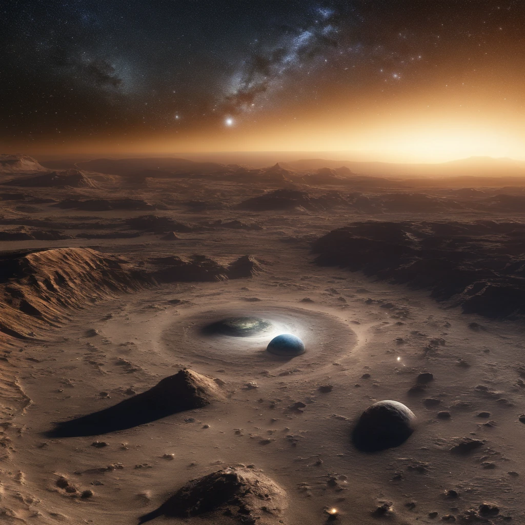 Master Parts、Superior Quality、superior image quality、The 8k quality、Beautiful pictures of the starry sky、magnifica、milkyway:1.25、Saturn and Jupiter seen from an unknown planet:1.9