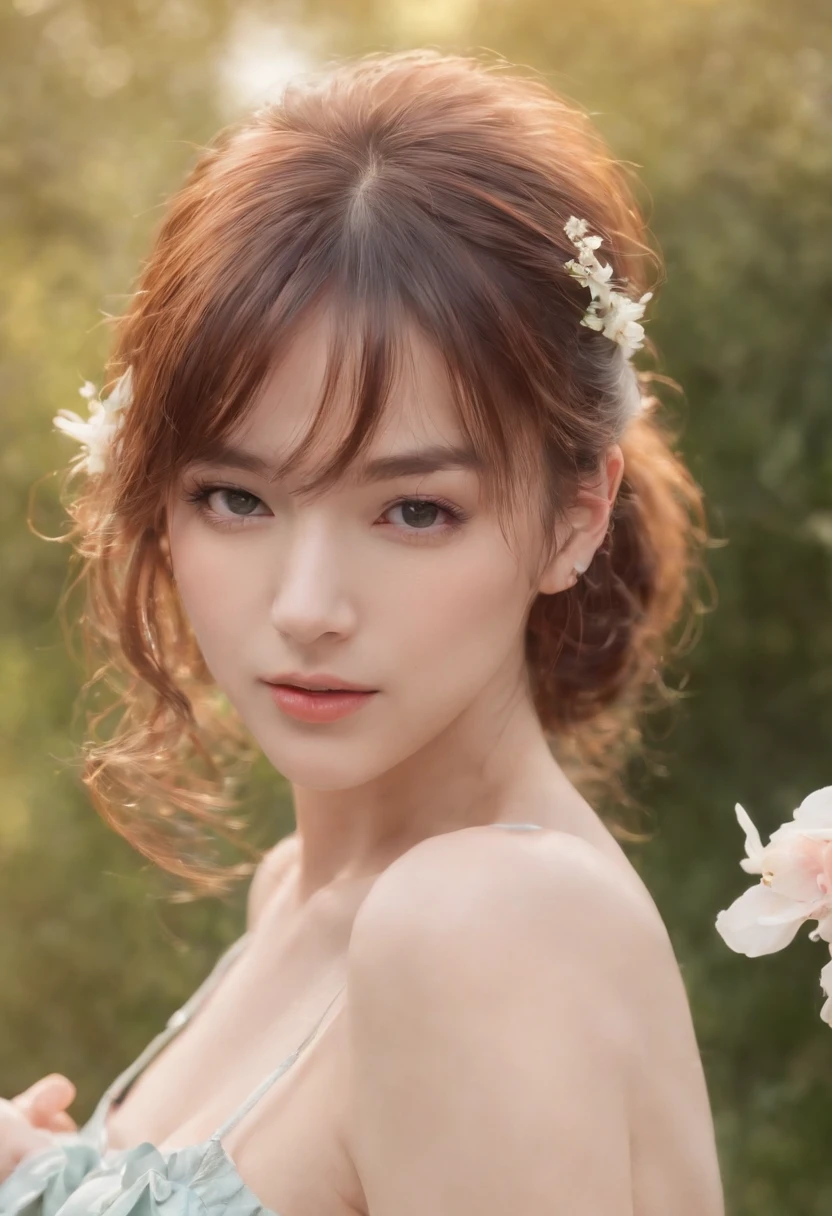 (masterpiece), (best quality), (ultra detailed),(disheveled hair),(illustration), (1girl), (Fashionable clothing), standing, Fashion model, looking at viewer, (interview), (simple background),beautiful detailed eyes, delicate beautiful face, Floating,(high saturation),(colorful splashes),colorful bubble,(shining), focus on face, ponytail, kamisato ayaka, light blue hair, bangs, hair ring, floating flowers, floating hairs, (shining), best lighting, best shadow,