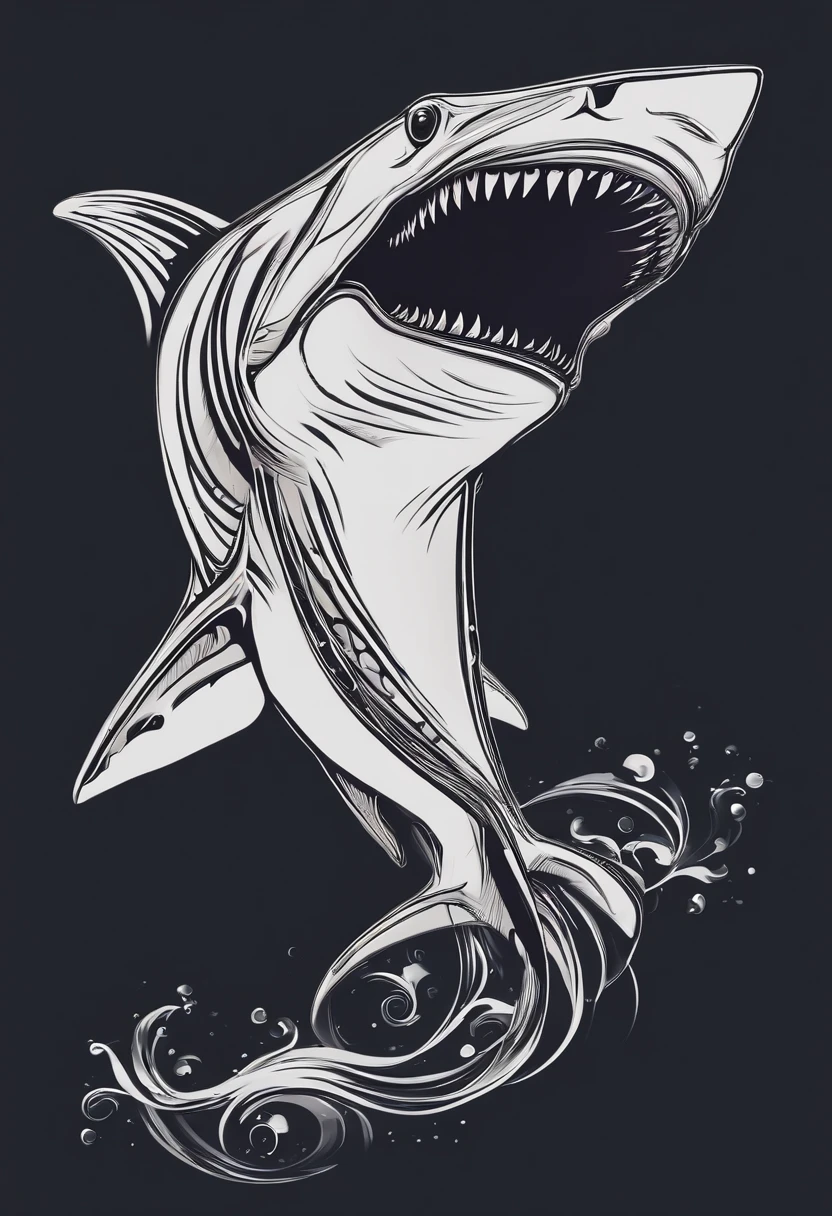 /imagine prompt: Shark illustration for a logo with a white background, em negrito estilo de contorno, Estilo de startup de tecnologia, sombreamento claro --v 5.2